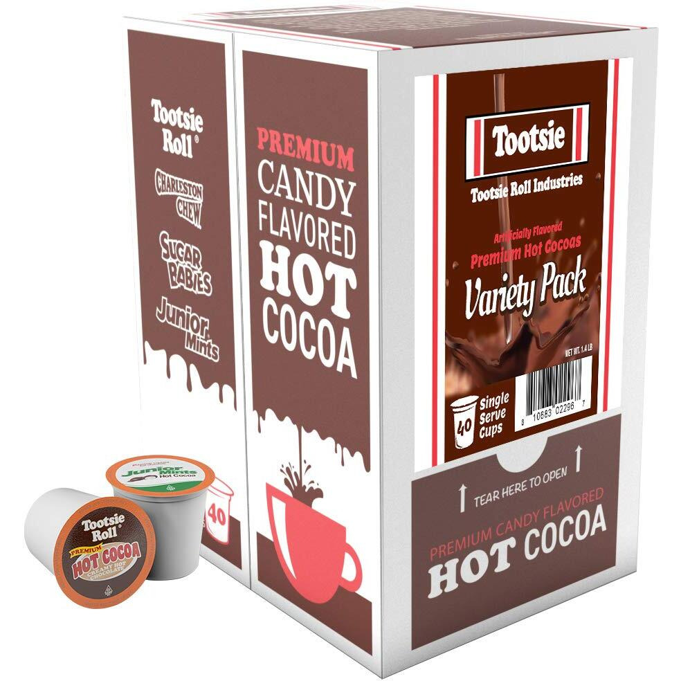 Tootsie Roll Candy Flavored Cocoa Hot Chocolate Pods Compatible With 2 Keurig Brewers, Hot Cocoa Variety Pack, 40 Count