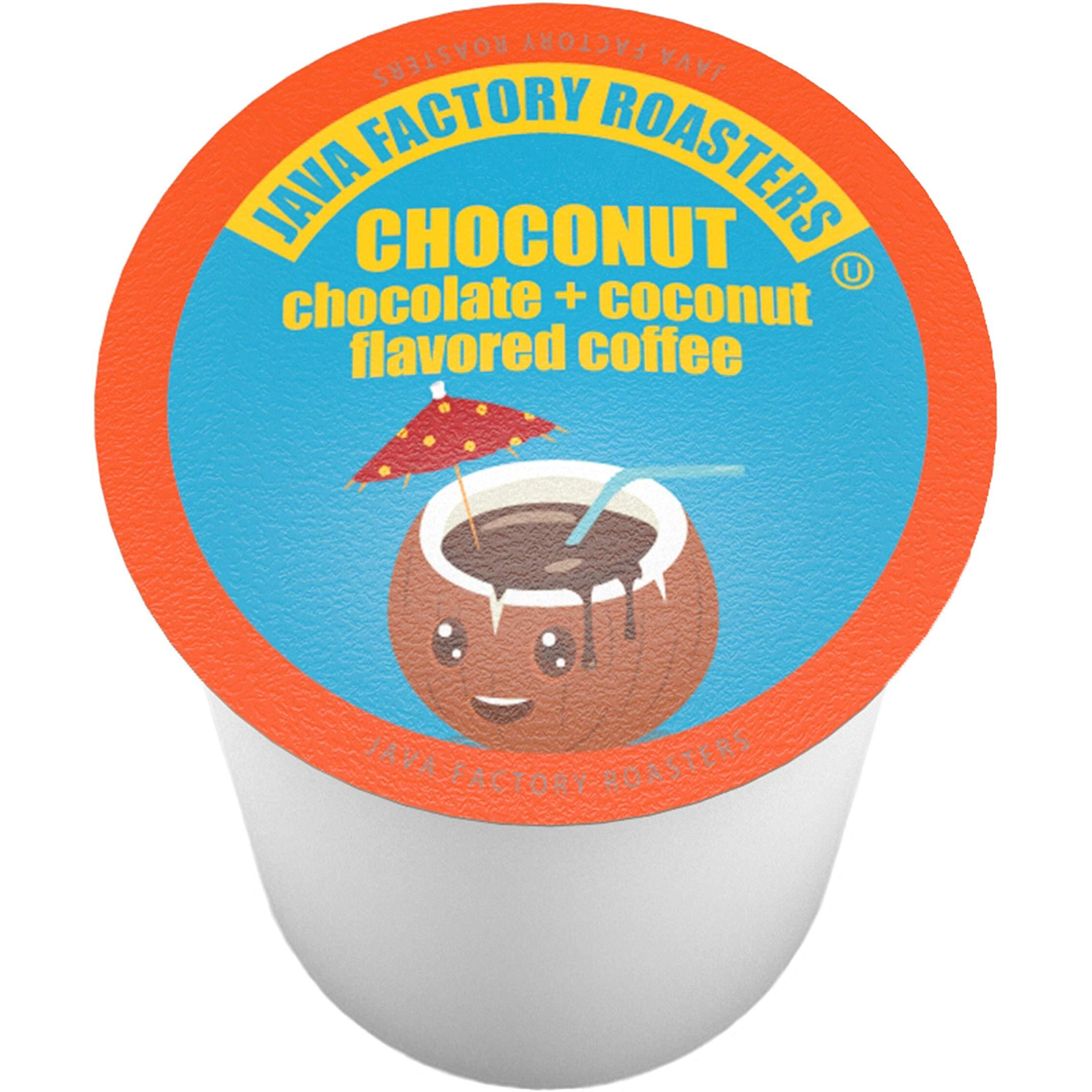 Java Factory Coffee Pods Choconut, 40 Count - Chocolate Coconut Flavored, Compatible With Keurig K Cup Brewers, Tropical Delight For Coffee Lovers