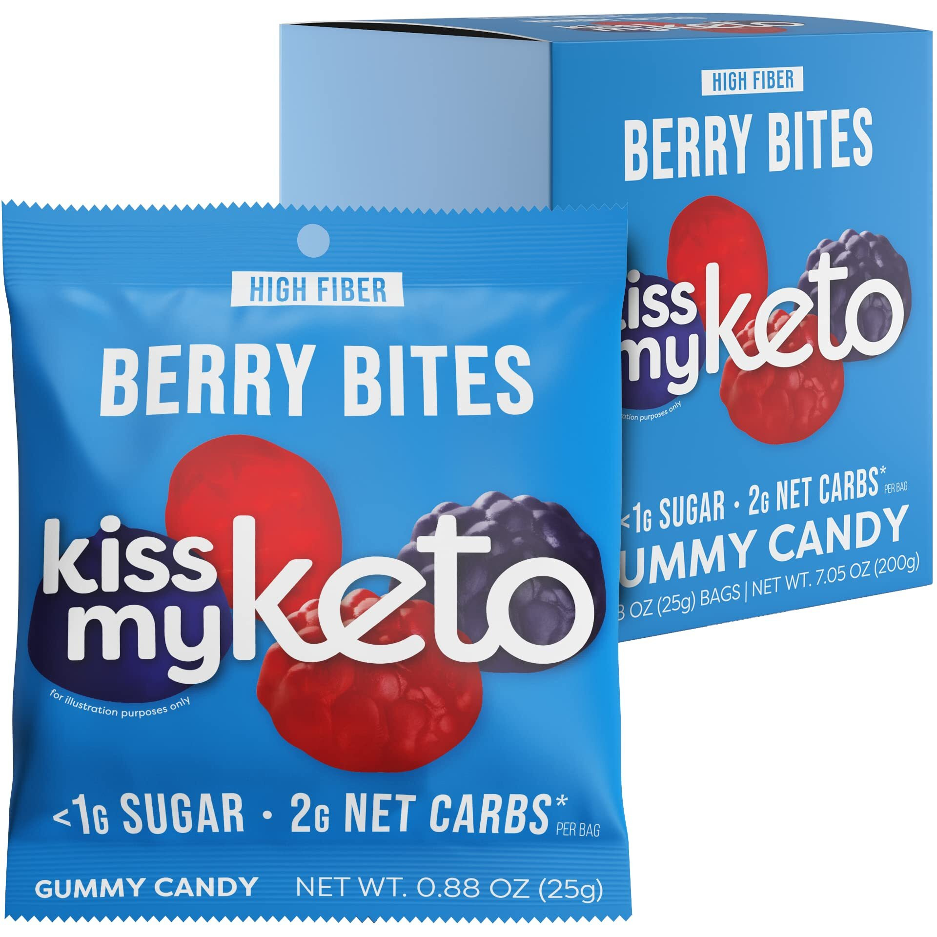 Kiss My Keto Gummies Candy - Low Carb Candy Berry Bites, Keto Snack Pack - Healthy Candy Gummys - Vegan Candy, Keto Gummy Candy - Keto Candy Gummies (8-Pack)