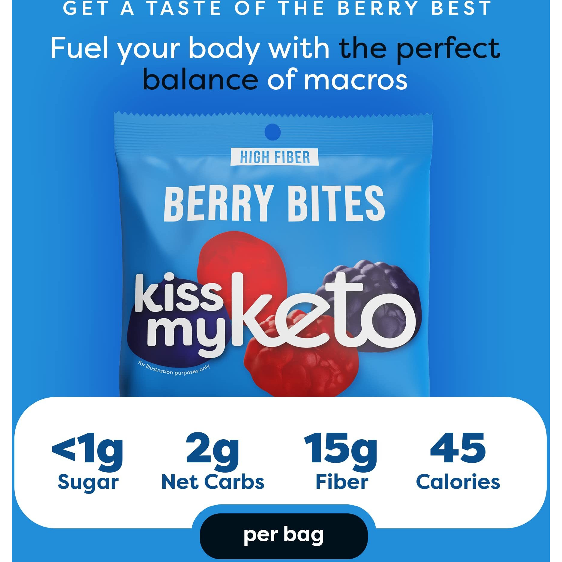 Kiss My Keto Gummies Candy - Low Carb Candy Berry Bites, Keto Snack Pack - Healthy Candy Gummys - Vegan Candy, Keto Gummy Candy - Keto Candy Gummies (8-Pack)