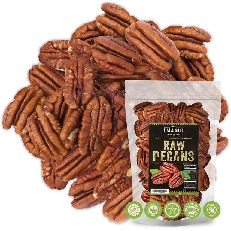 Raw Pecan Halves 44 Oz (2.75 Lb) Natural American Pecans | No Ppo | Batch Tested Gluten & Peanut Free | Non-Gmo | Shelled | Extra Fancy|No Preservatives | Vegan | Keto & Paleo Friendly