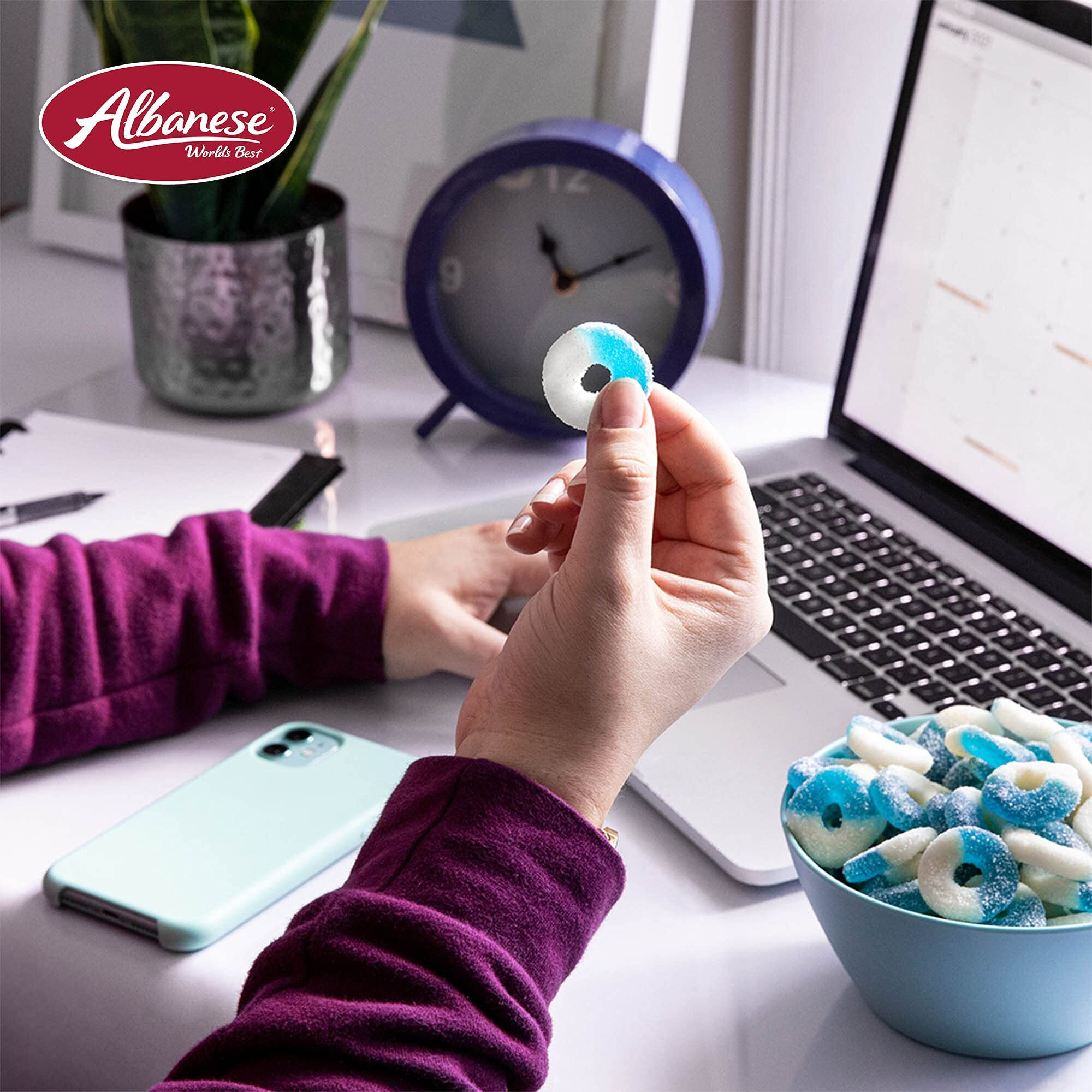 Albanese World's Best Gummi Blue Raspberry Rings, 4.5Lbs Of Candy