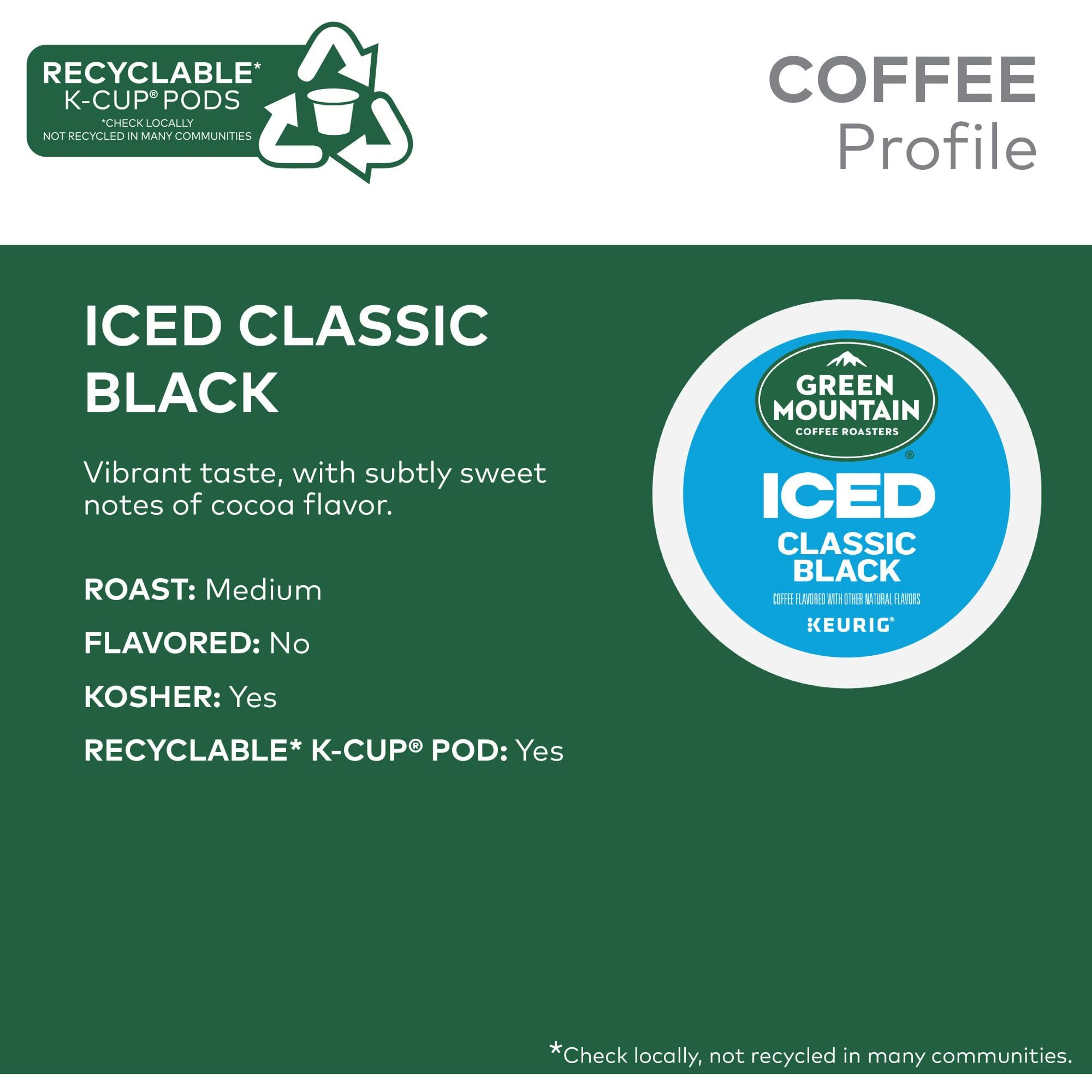 Green Mountain Coffee Roasters Iced Classic Black, Single Serve Keurig K-Cup Pods, Medium Roast Iced Coffee, 96 Count (4 Packs Of 24)