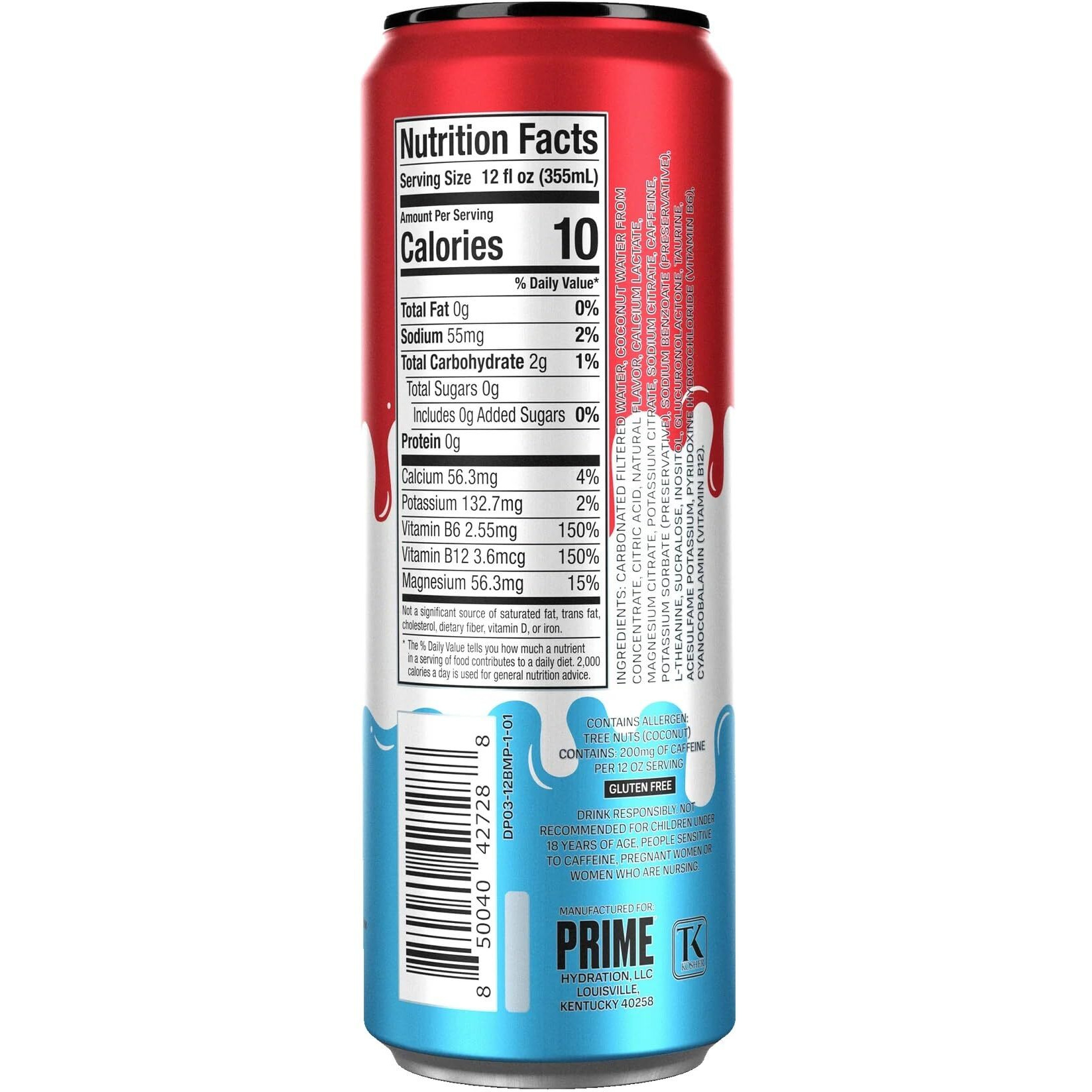 Prime Energy Ice Pop | Zero Sugar Energy Drink | Preworkout Energy | 200Mg Caffeine With 355Mg Of Electrolytes And Coconut Water For Hydration| Vegan | Gluten Free |12 Fluid Ounce | 24 Pack
