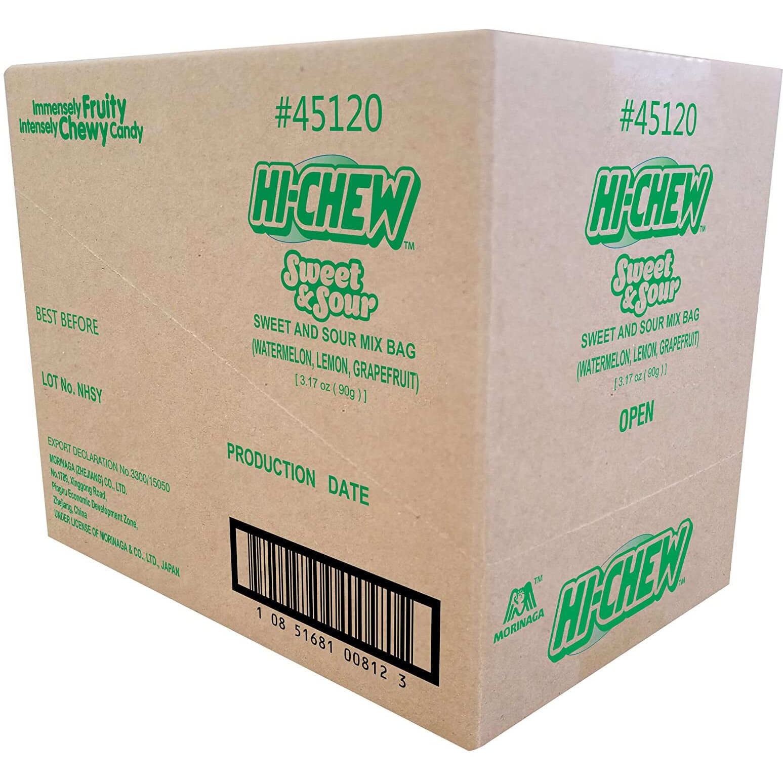 Hi-Chew Sweet & Sour Mix, Pack Of 6 Bags, 3.17Oz Each | Watermelon Lemon Grapefruit | Unique Fun Soft & Chewy Taffy Candy | Immensely Juicy Fruit Flavors | Individually Wrapped For Sharing