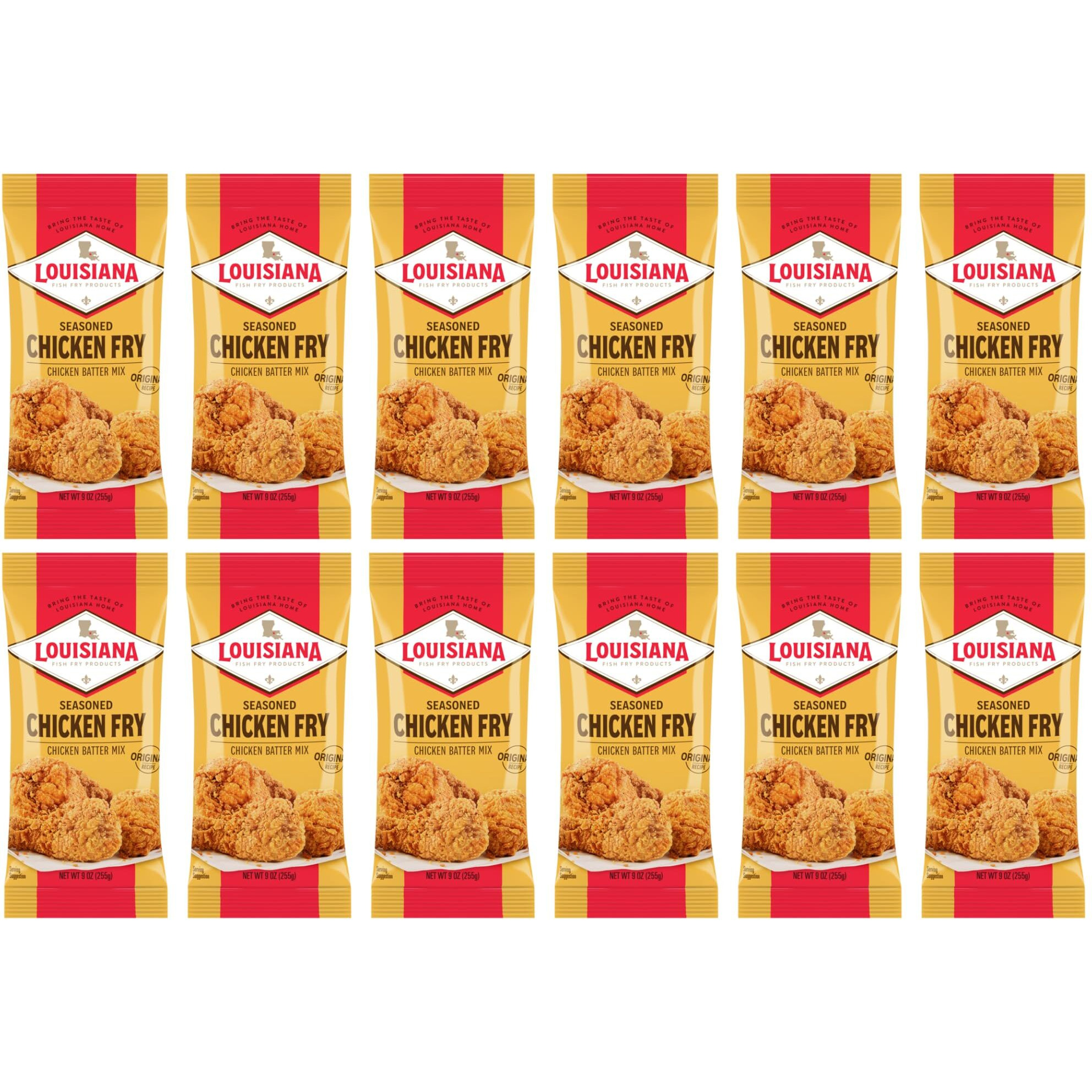 Louisiana Seasoned Chicken Fry Batter 9 Oz (Pack Of 12) - Crispy Southern Coating Mix For Fried Chicken - Delicious And Convenient Coating Filled With Cajun Flavor - Easy To Make Recipe - Just Add Water