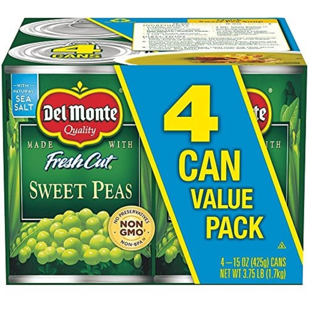 Del Monte Fresh Cut Sweet Peas Canned Vegetables, 24 Pack, 15 Oz Cans