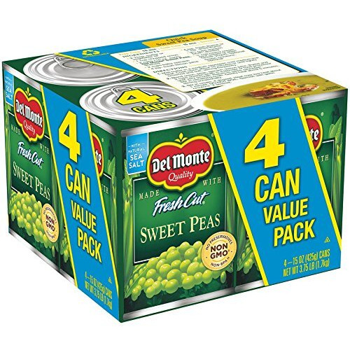 Del Monte Fresh Cut Sweet Peas Canned Vegetables, 24 Pack, 15 Oz Cans