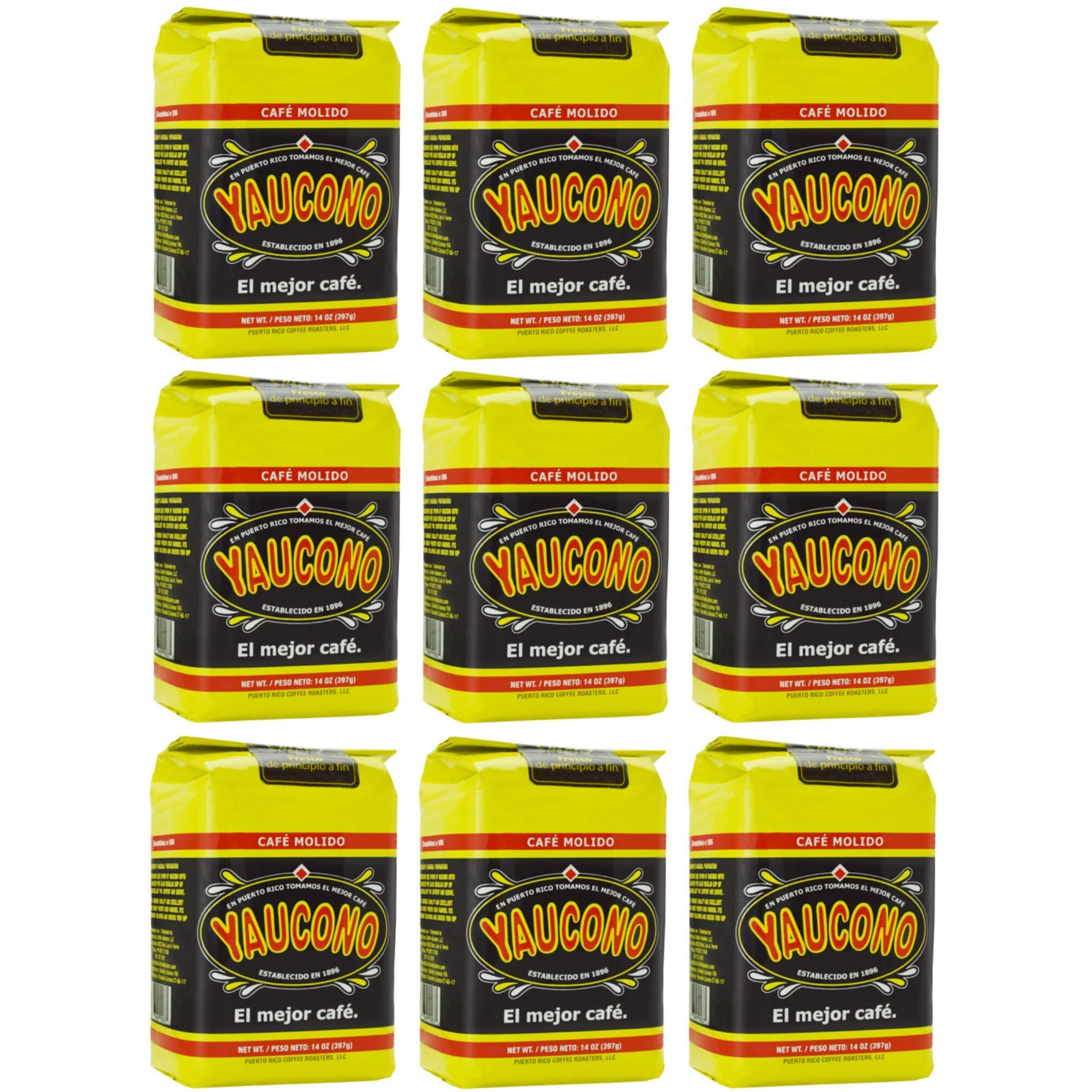 Yaucono Ground Coffee Bagged, 14 Ounce (Pack Of 9)