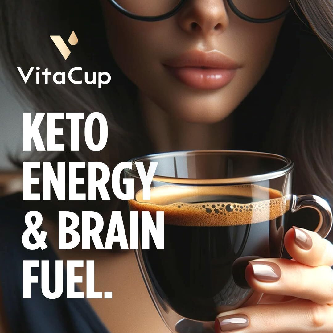 Vitacup Genius Ground Keto Coffee W/Turmeric, Mct Oil, B Vitamins, D3, Ground Coffee Medium Dark Roast, Bold & Smooth, 100% Arabica Coffee Grounds, 4 Bags, 11Oz Each