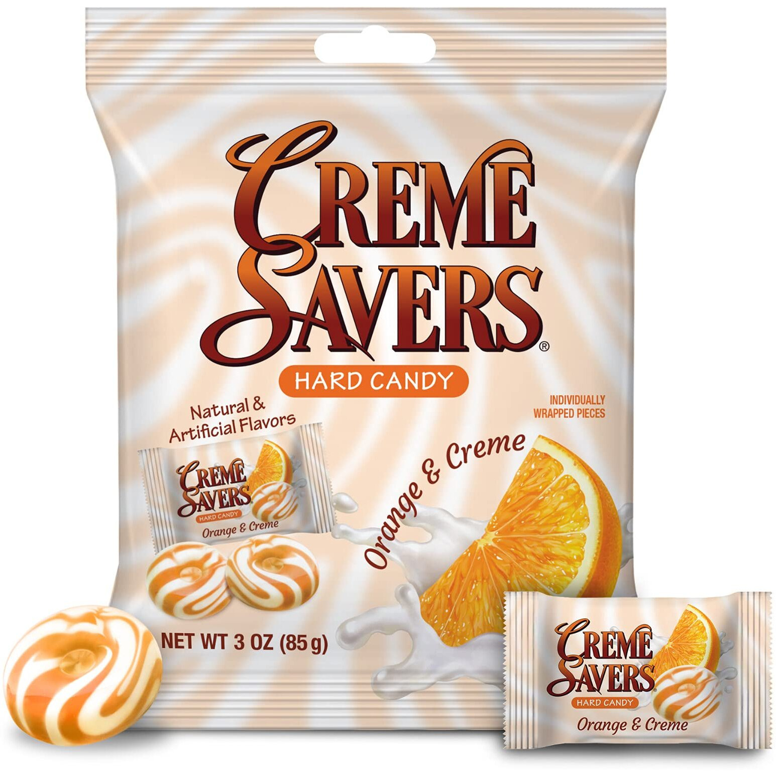 Creme Savers Orange And Creme Hard Candy | The Taste Of Fresh Orange Swirled In Rich Cream | The Original Classic Creme Savers Brought To You By Iconic Candy | 3Oz Bag (12 Count)