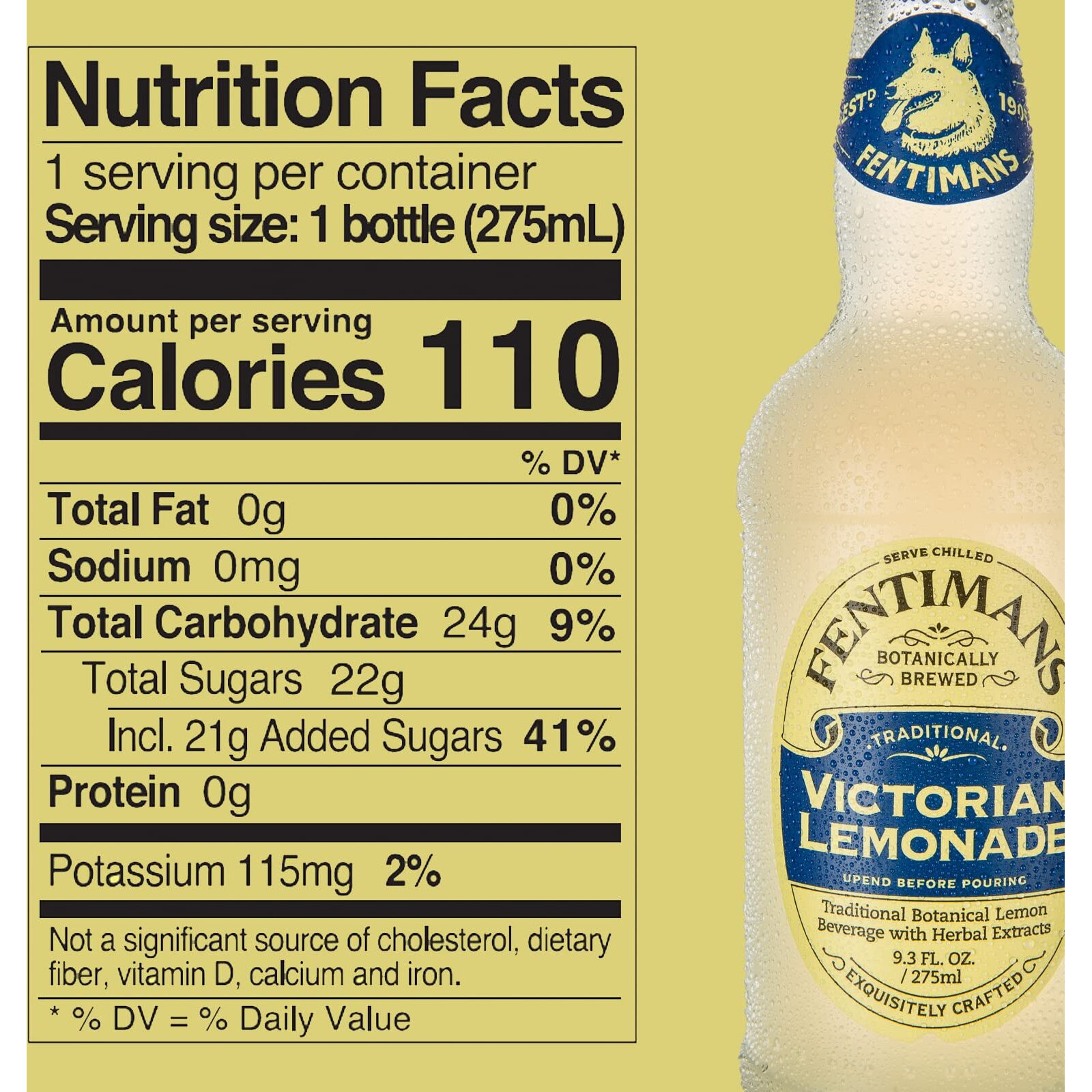 Fentimans Sparkling Victorian Lemonade - Sparkling Lemonade, Lemon Sparkling Water, Great Over Ice Or As Mixer, Natural Ingredients, Craft Soda, Botanically Brewed - 9.3 Fl Oz (Pack Of 4)