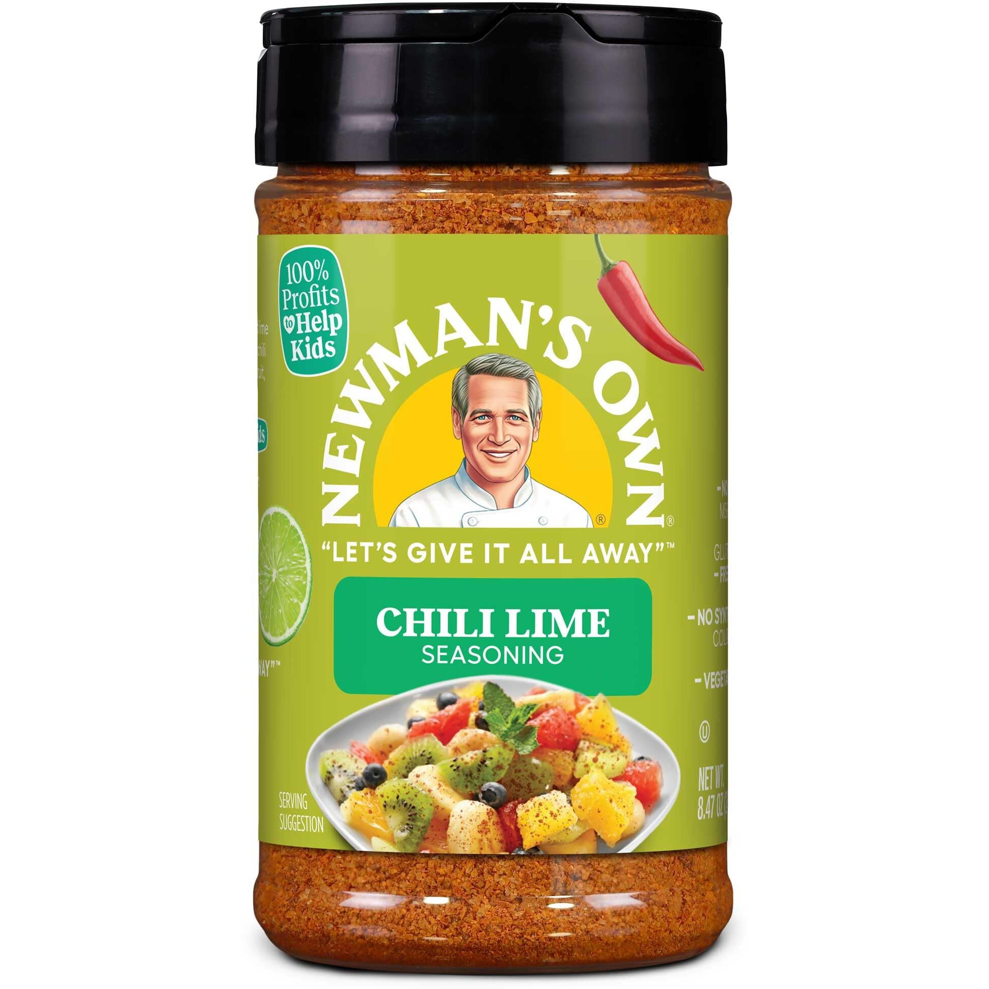Newman's Own Chili Lime Seasoning Perfect Spices For Topping Fruit And Rimmer, No Msg, Gluten Free Kosher 8.47 Oz. Bottle