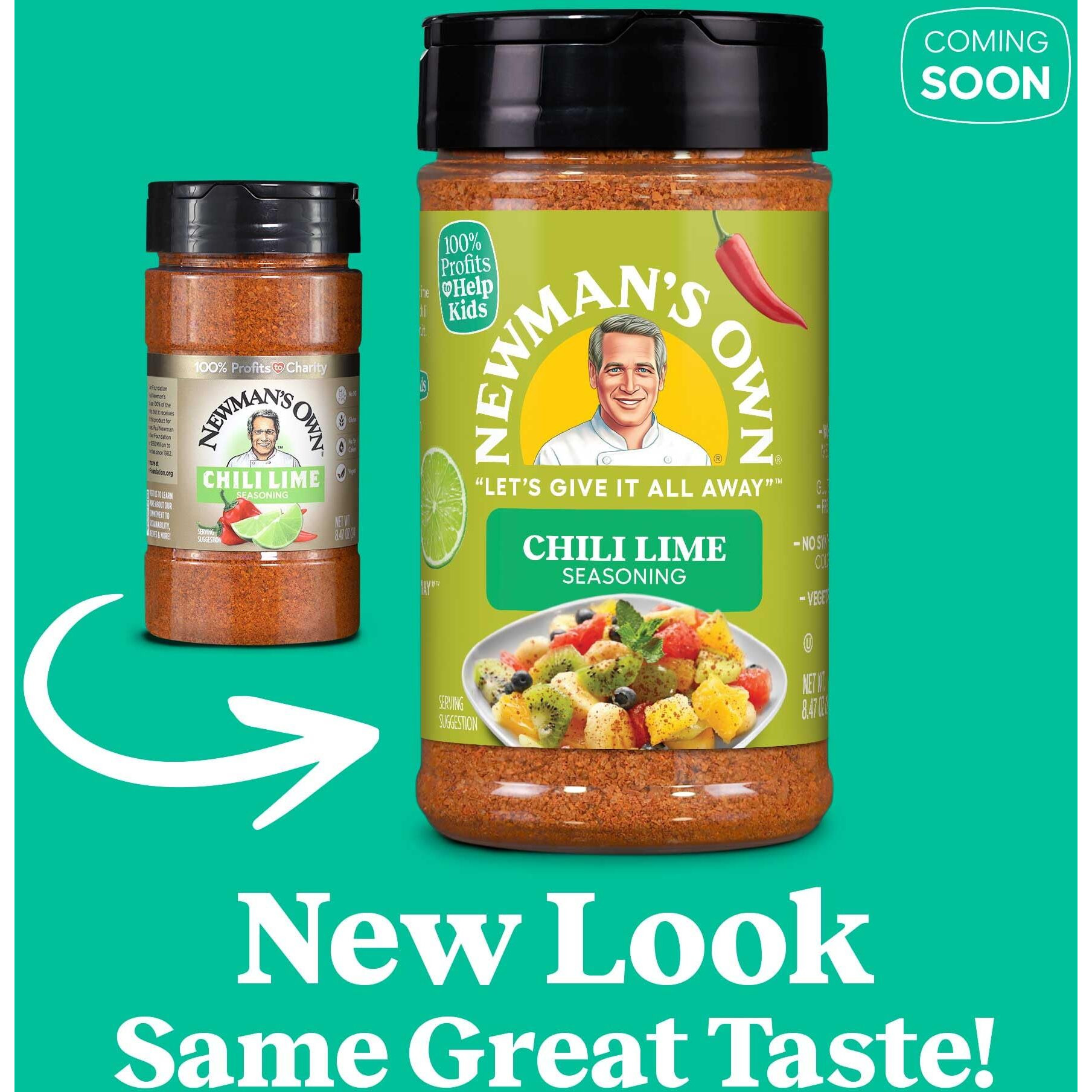 Newman's Own Chili Lime Seasoning Perfect Spices For Topping Fruit And Rimmer, No Msg, Gluten Free Kosher 8.47 Oz. Bottle