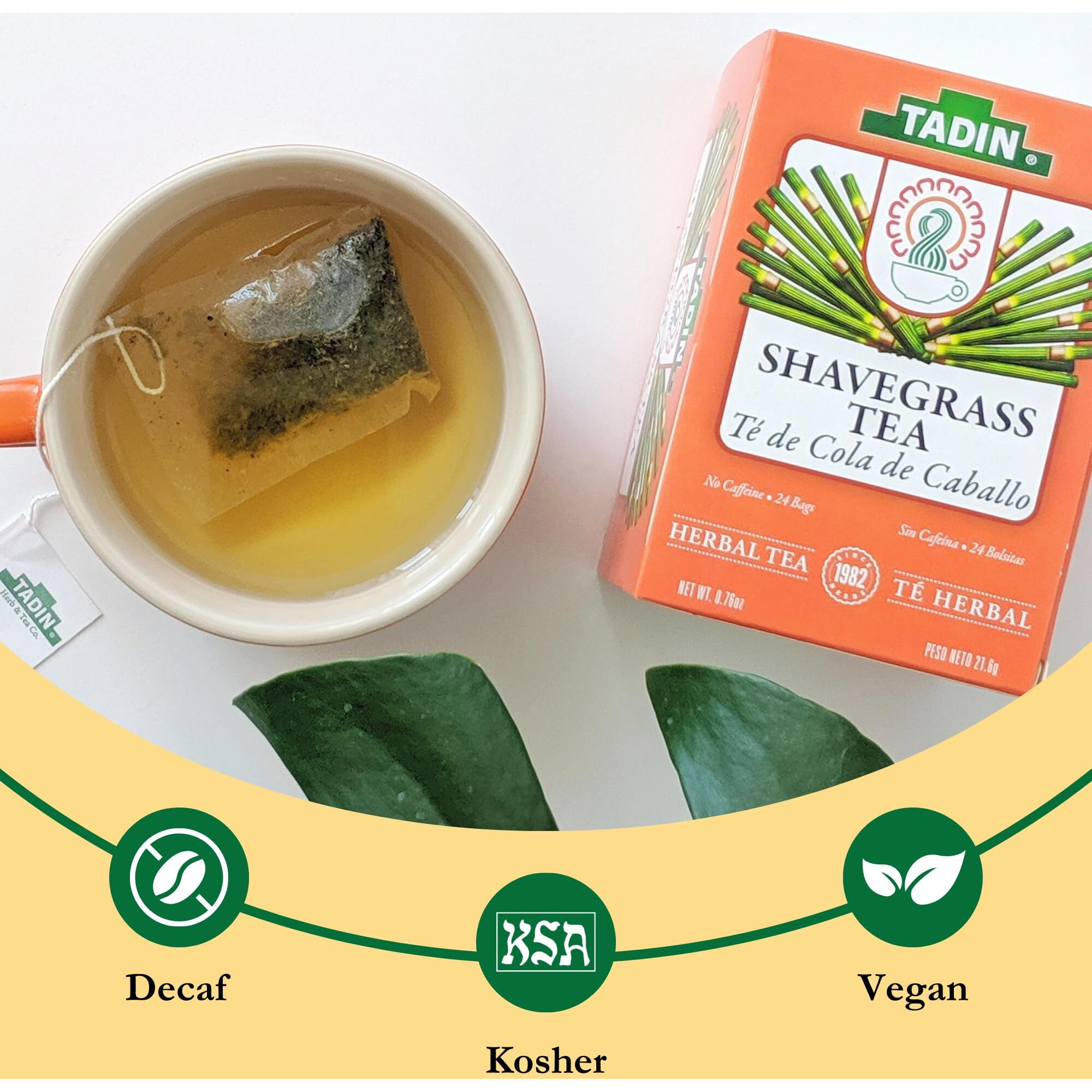 Tadin Shavegrass Tea, Horsetail Tea, Herbal Tea, Caffeine Free Tea, Best As Hot Tea, Wellness Tea With Decaffeinated Tea Bags, 24 Tea Bags Per Box, Pack Of 6