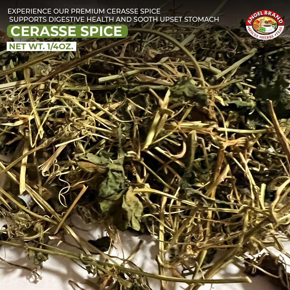 Angel Brand Dried Cerasse Leaves 0.25 0Z Pouch Pack Of 3 - Organic Melon Bitter Leaf Spice Derived From Melon Plant - Provides Health Benefits - Offers Slightly Bitter & Robust Flavor