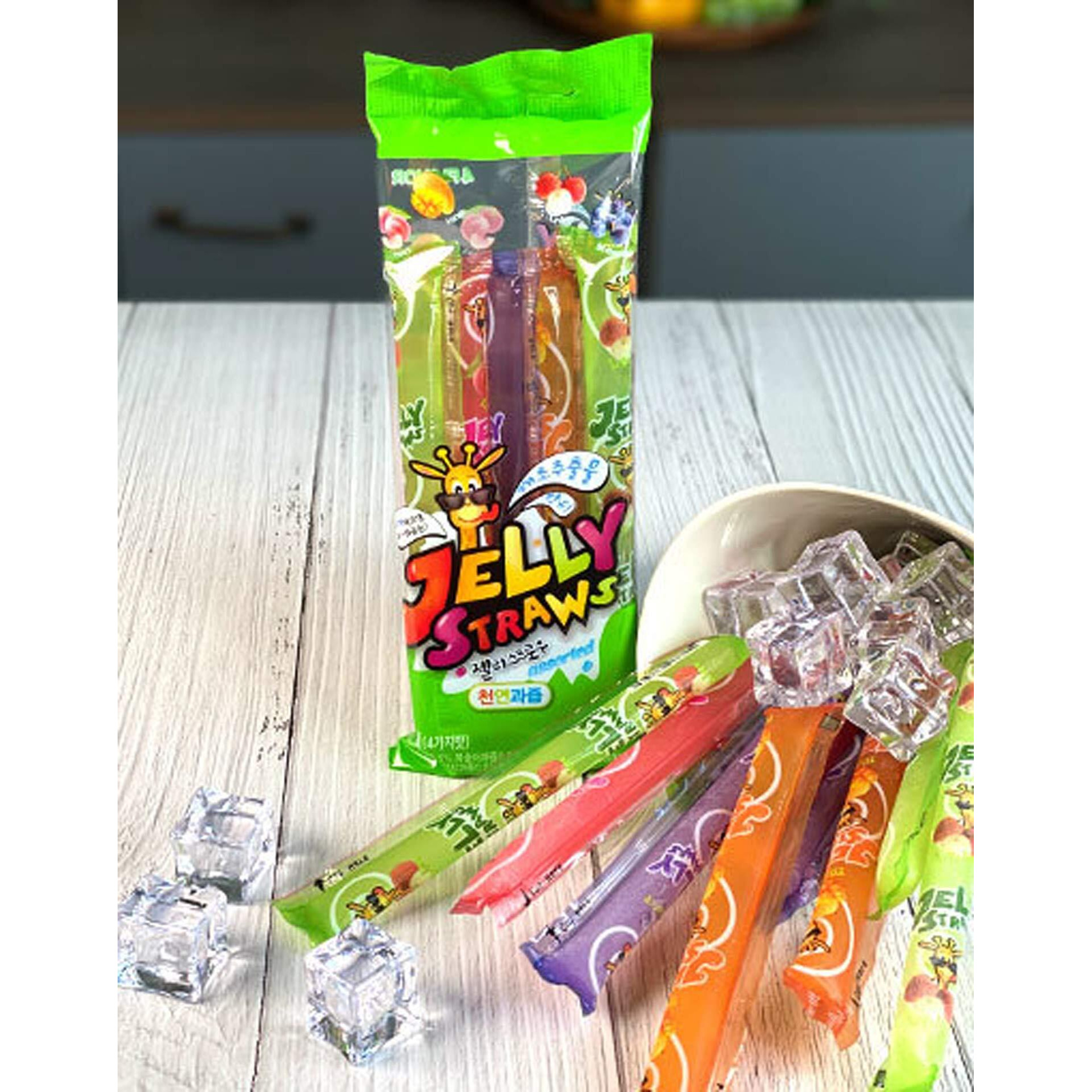 Jelly Straws Pack Of 2 - Jelly Noodles Gummies Peach Mango Blueberry Lychee Flavors