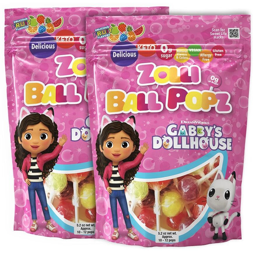 Zollipops The Clean Teeth Pops Gabby's Dollhouse, Anti Cavity Lollipops, Ball Popz, 10.4 Oz Pack Of 2