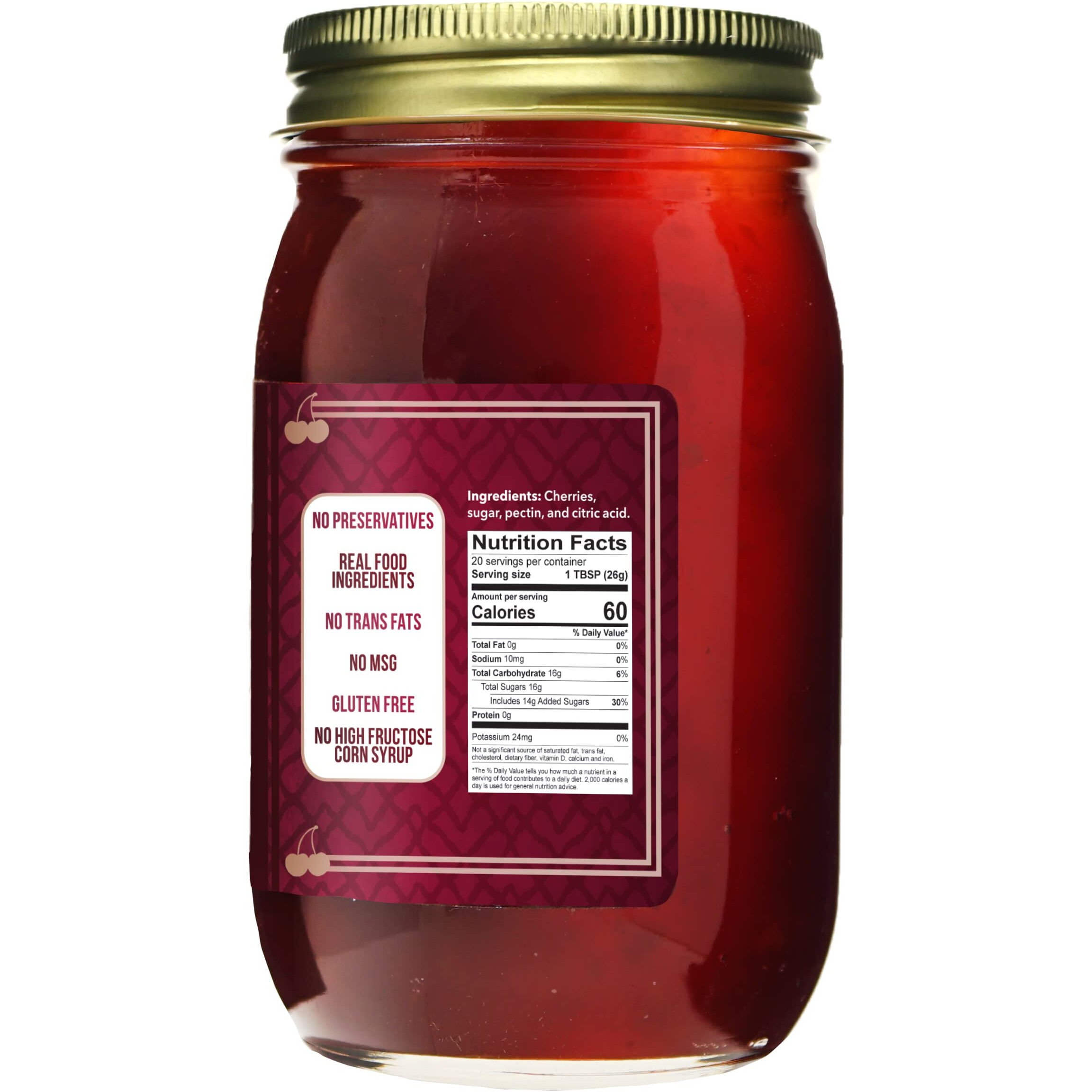 Green Jay Gourmet Cherry Butter - All-Natural, Gluten-Free Fruit Spread - Cherry Spread W/Vanilla & Spices - Gourmet Fruit Butter - No Corn Syrup, Preservatives Or Trans-Fats - 2 X 19 Ounces