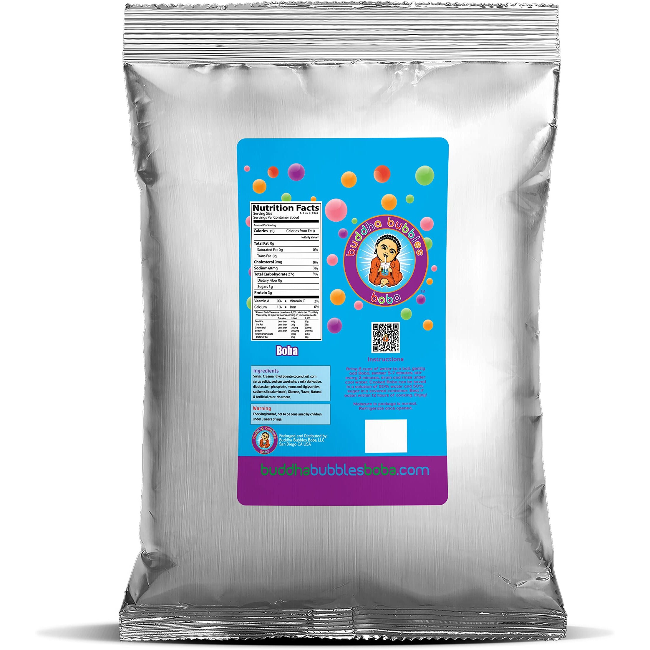 Quick Cook Real Tapioca Black (Brown Sugar) Boba Pearls By Buddha Bubbles Boba (1 Kilo / 2.2 Pounds)