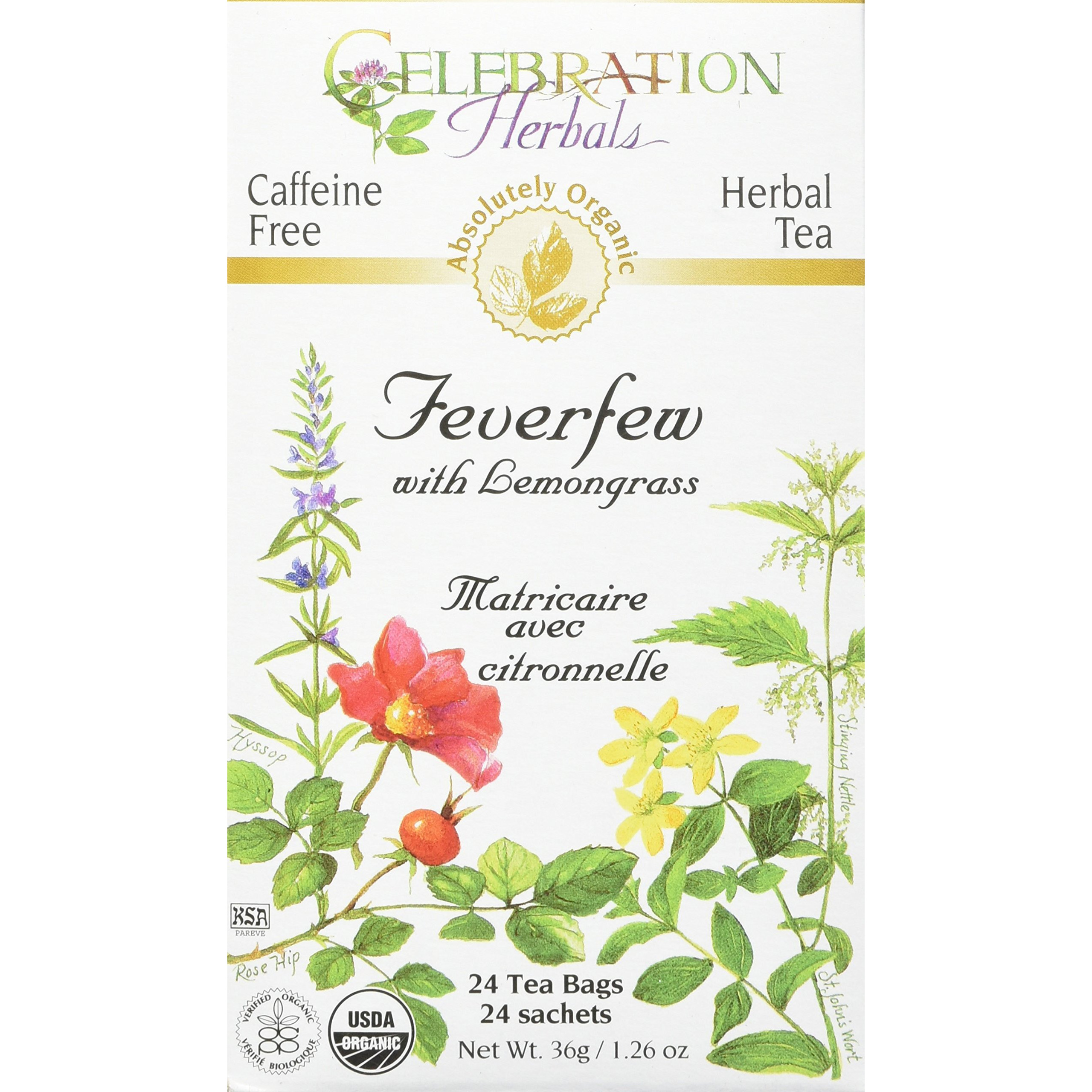 Celebration Herbals Feverfew Lemongrass Tea Organic 24 Tb
