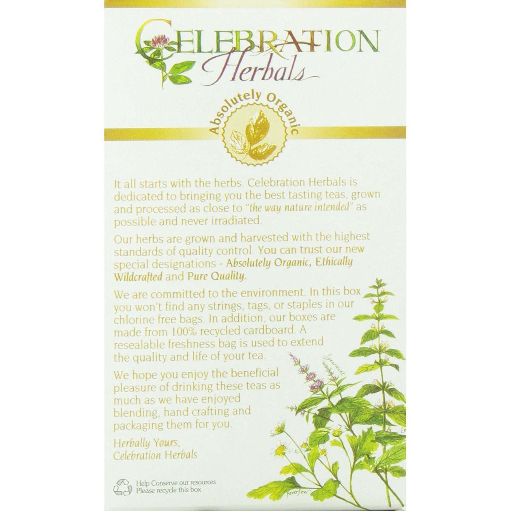 Celebration Herbals Feverfew Lemongrass Tea Organic 24 Tb