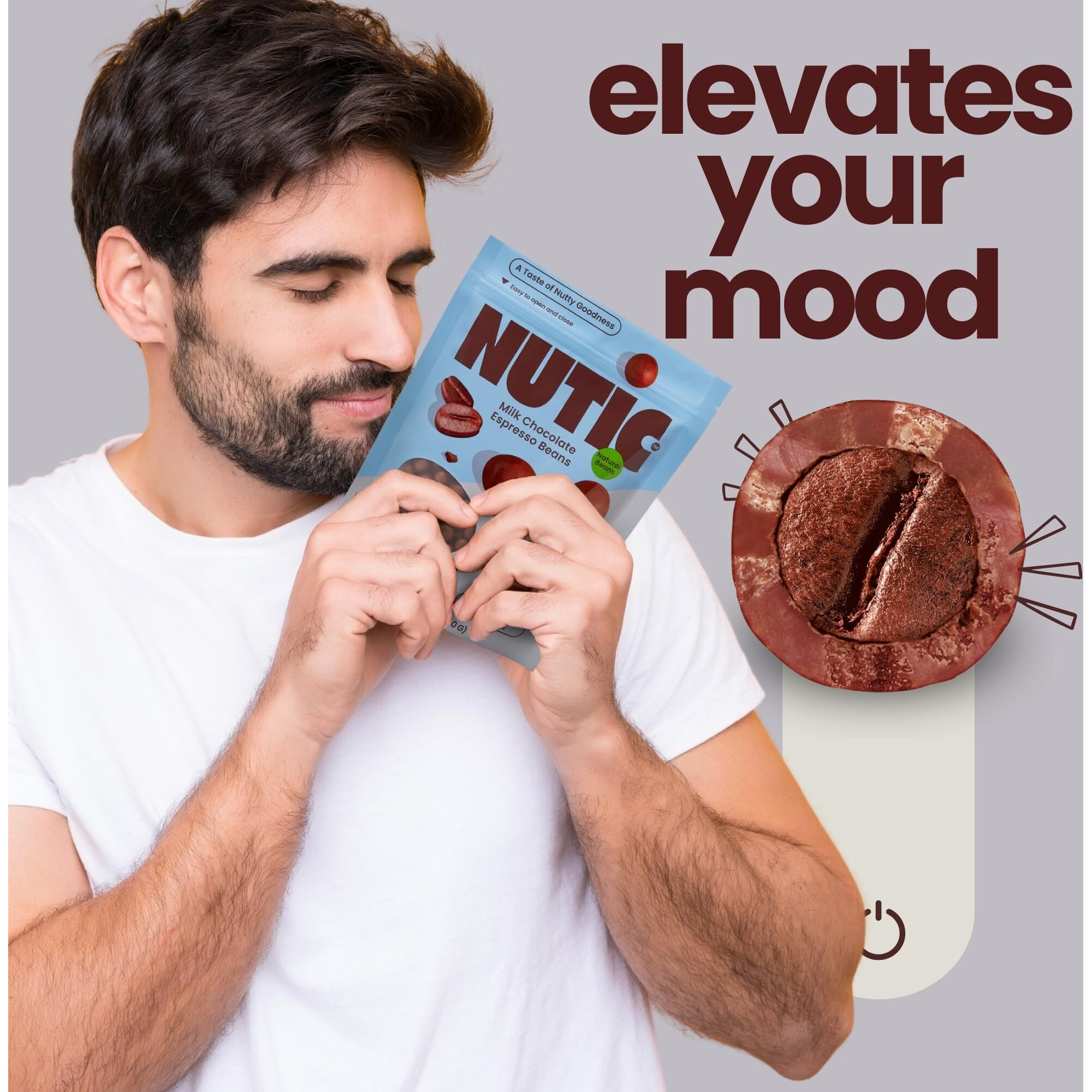 Nutic Gourmet Milk Chocolate Espresso Beans - 1Lb, Roasted Coffee Beans Covered In Milk Chocolate - Bulk Chocolate Espresso Candy (Pack Of 1)