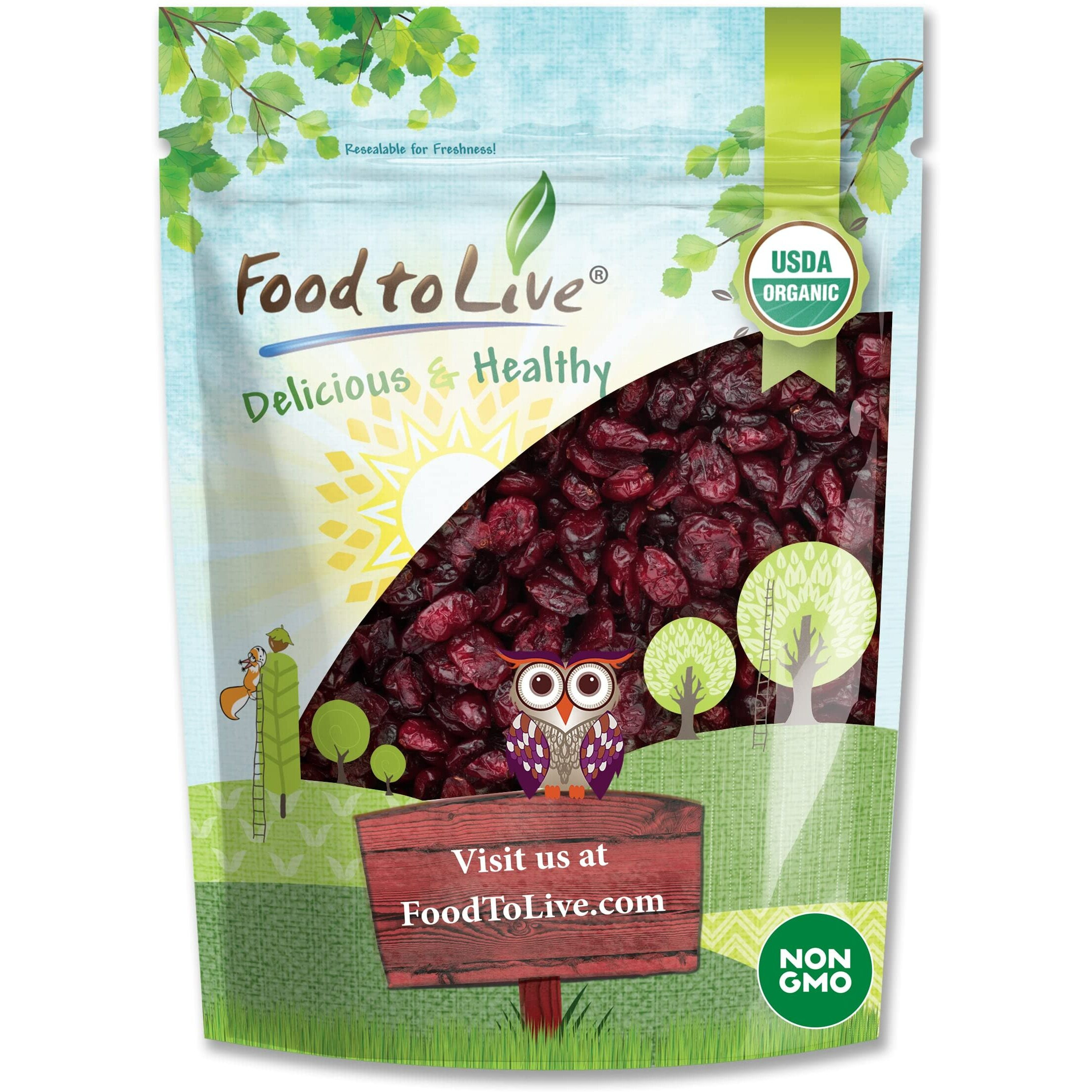 Food To Live Organic Dried Cranberries, 8 Ounces - Non-Gmo, Kosher, Unsulfured, Bulk