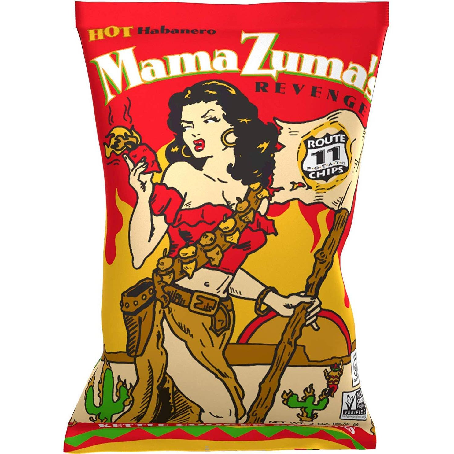 Route 11 Potato Chip  Mama Zuma's Revenge (15 Bags (2 Oz Each)) Hot Habanero Spicy Chips