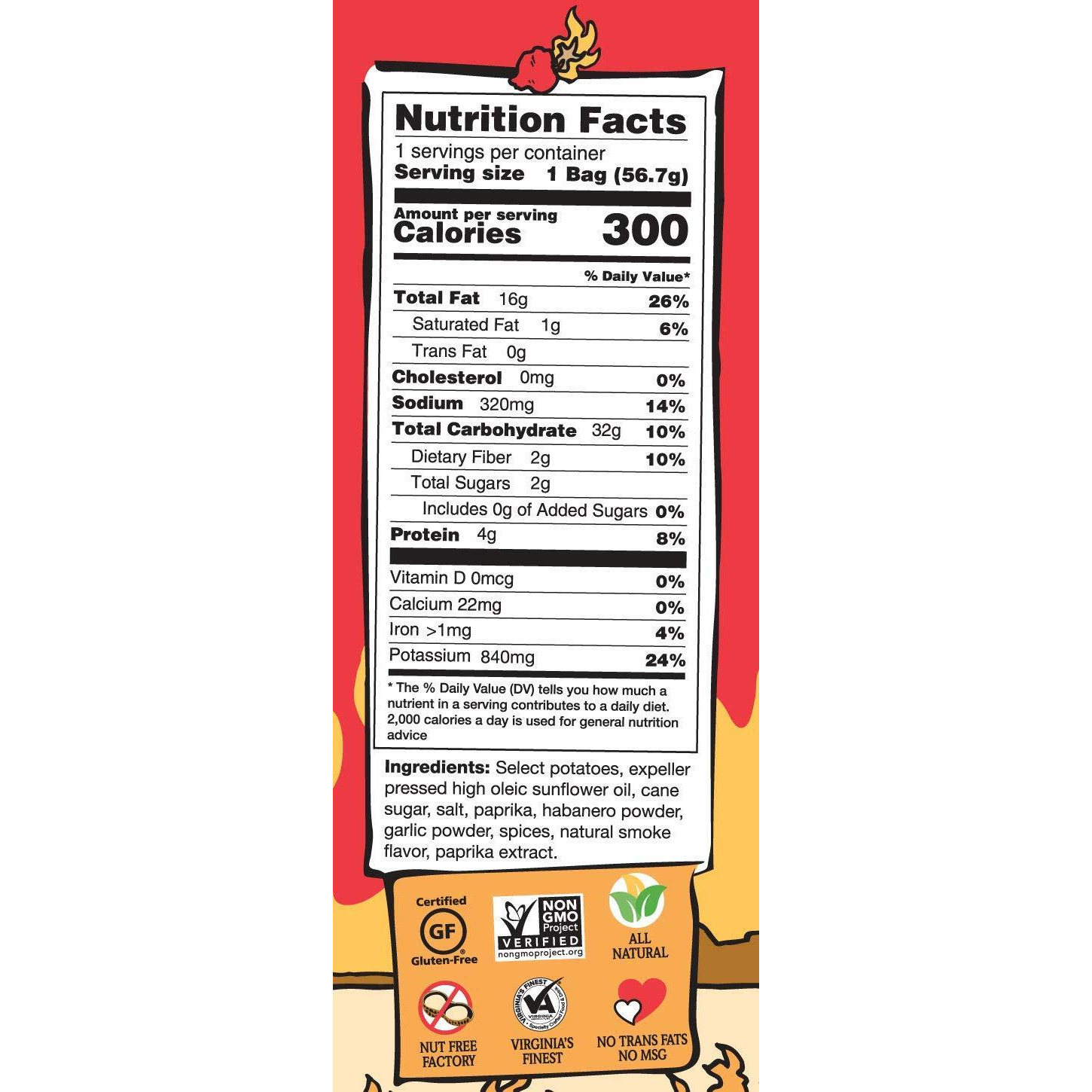 Route 11 Potato Chip  Mama Zuma's Revenge (15 Bags (2 Oz Each)) Hot Habanero Spicy Chips