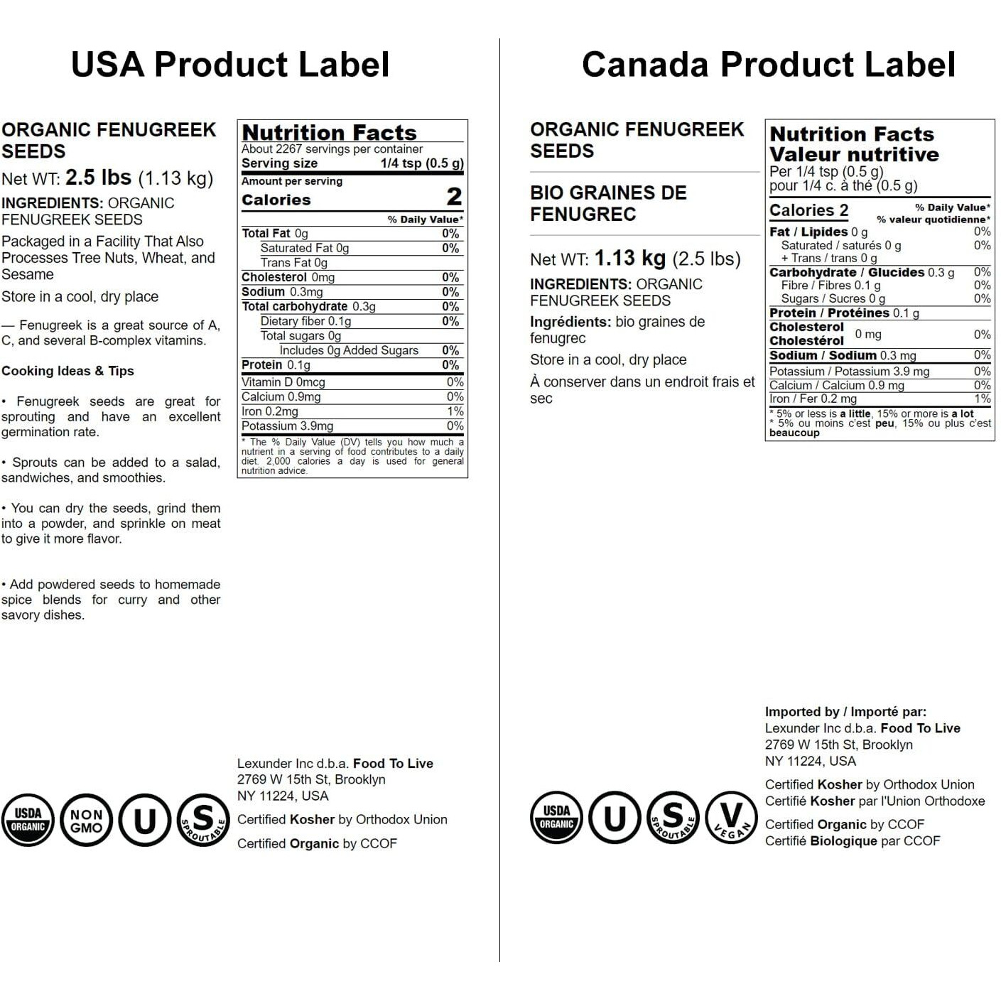 Organic Fenugreek Seeds, 2.5 Pounds - Non-Gmo, Raw, Whole Methi, Kosher, Vegan, Bulk, Rich In Iron, Copper And Fiber