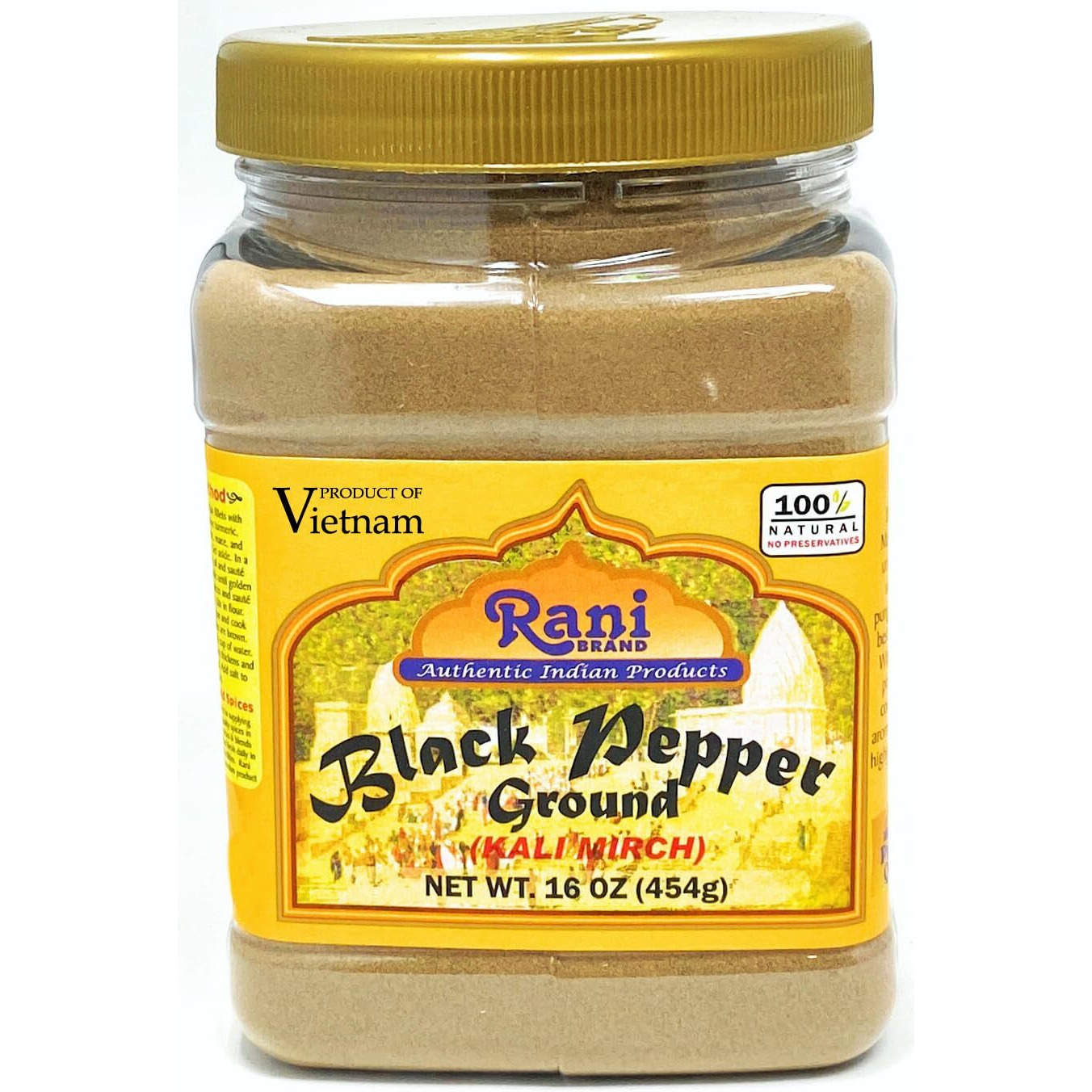 Rani Black Pepper Fine Powder 80 Mesh 16Oz (1Lb) 454G Pet Jar ~ All Natural | Vegan | Gluten Friendly | Non-Gmo | Kosher | Product Of Vietnam