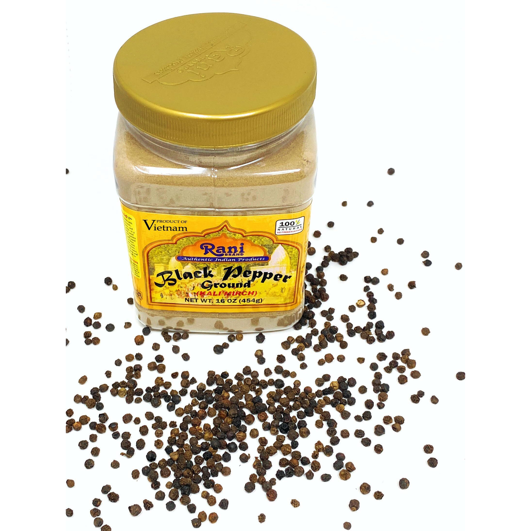 Rani Black Pepper Fine Powder 80 Mesh 16Oz (1Lb) 454G Pet Jar ~ All Natural | Vegan | Gluten Friendly | Non-Gmo | Kosher | Product Of Vietnam