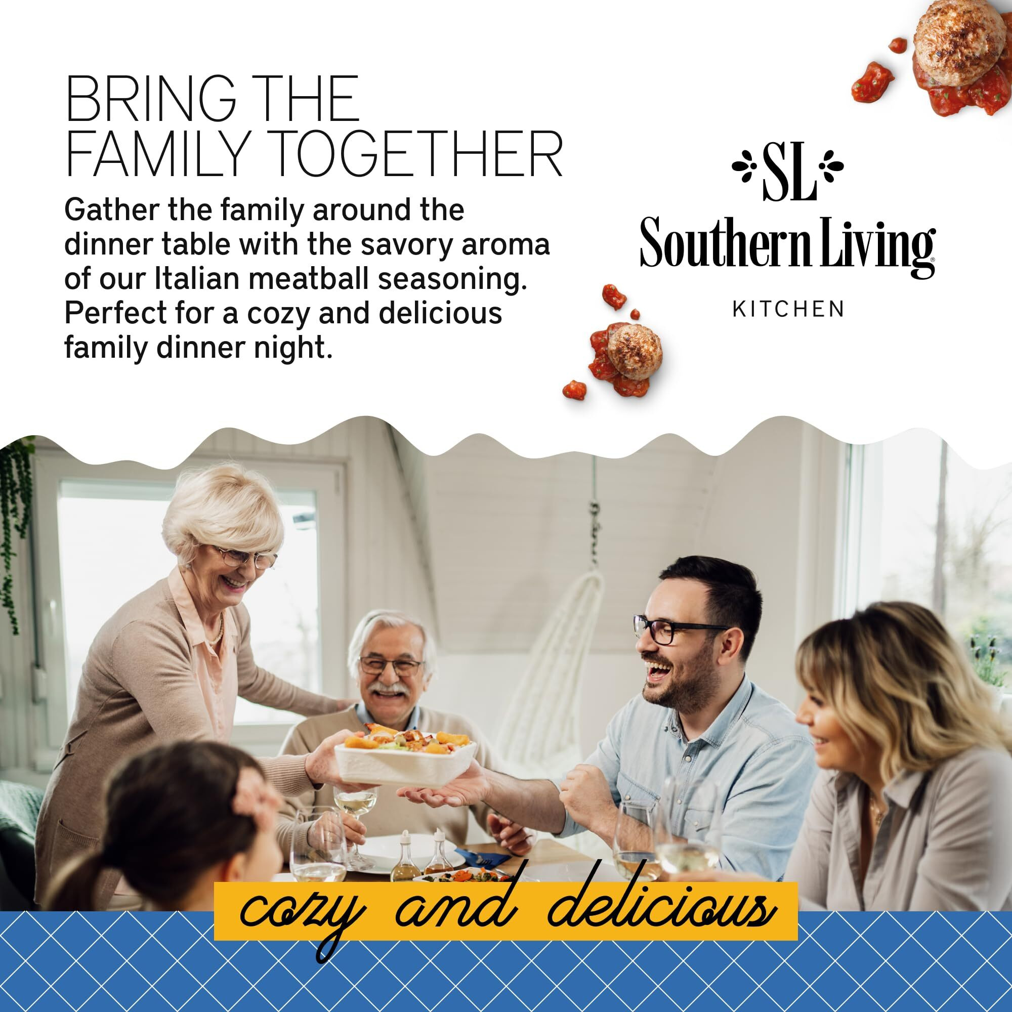 Southern Living Italian Meatball Seasoning Mix, Seasoning & Sauce Spice For Meatballs, Burgers, Meatloaf, Grilling, Bbq, Chili, 2.41 Oz.