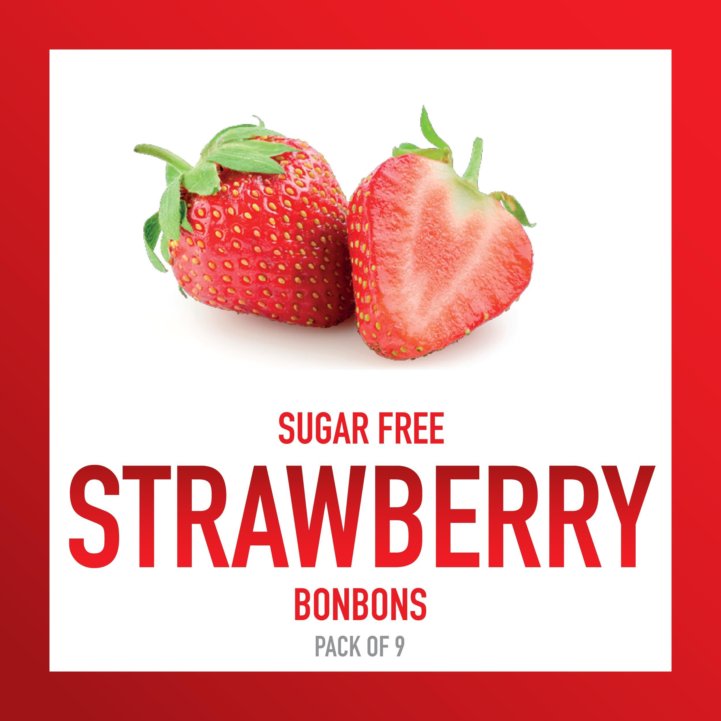 Swiss Imports Sugar Free Bonbons Hard Candy Drops, Strawberry, 1.4 Oz/40G Box, 9 Pack