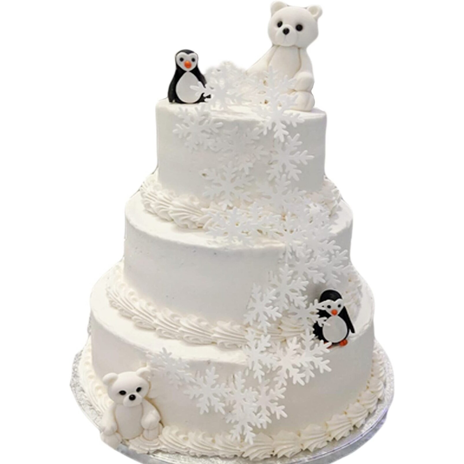 Weraru 50Pcs White Snowflakes Edible Cake Toppers Cupcake Decoration For Winter Frozen Theme Party