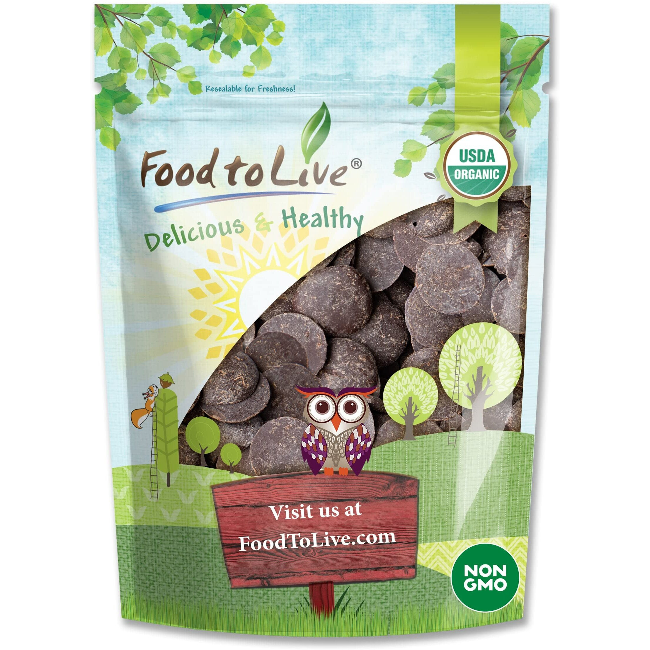 Food To Live Organic Cacao Paste Wafers, 8 Ounces - Non-Gmo Cacao Liquor, Wafers And Bars, Pure, Unfiltered, Unrefined, Keto, Vegan, Bulk, Rich In Dietary Fiber, Copper, And Manganese, Sirtfood