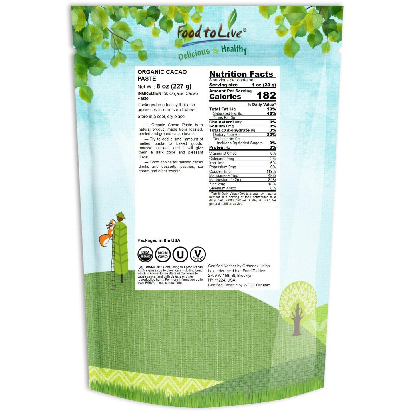 Food To Live Organic Cacao Paste Wafers, 8 Ounces - Non-Gmo Cacao Liquor, Wafers And Bars, Pure, Unfiltered, Unrefined, Keto, Vegan, Bulk, Rich In Dietary Fiber, Copper, And Manganese, Sirtfood