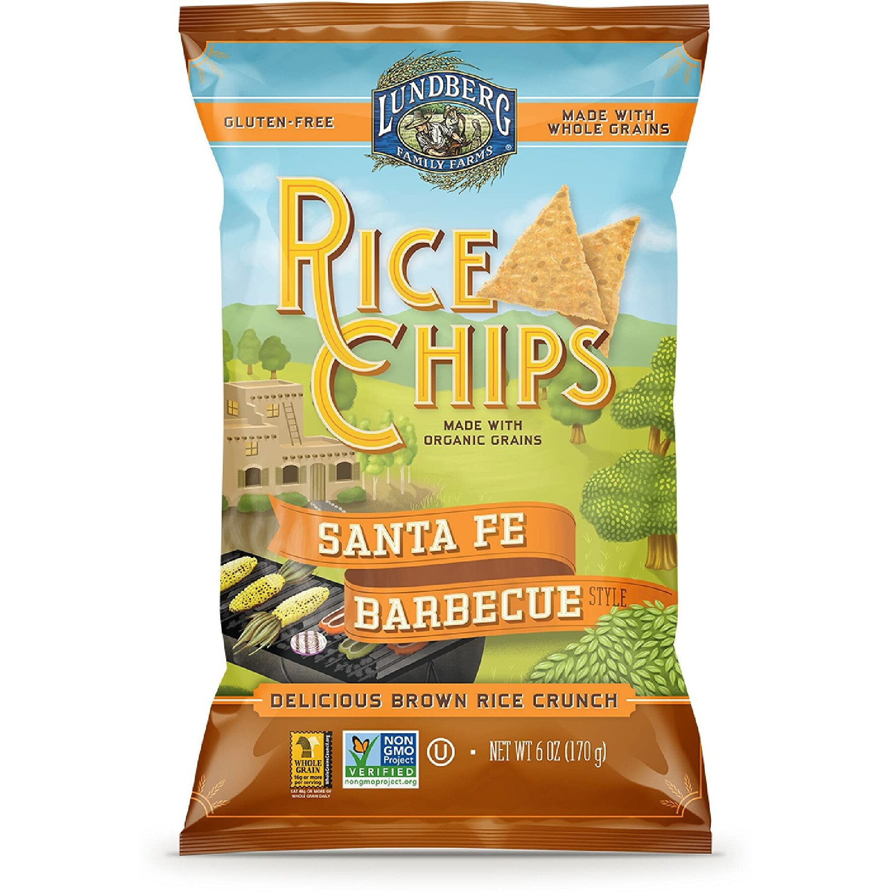 Lundberg Rice Chips Santa Fe Barbecue, 6 Oz, Packaging May Vary