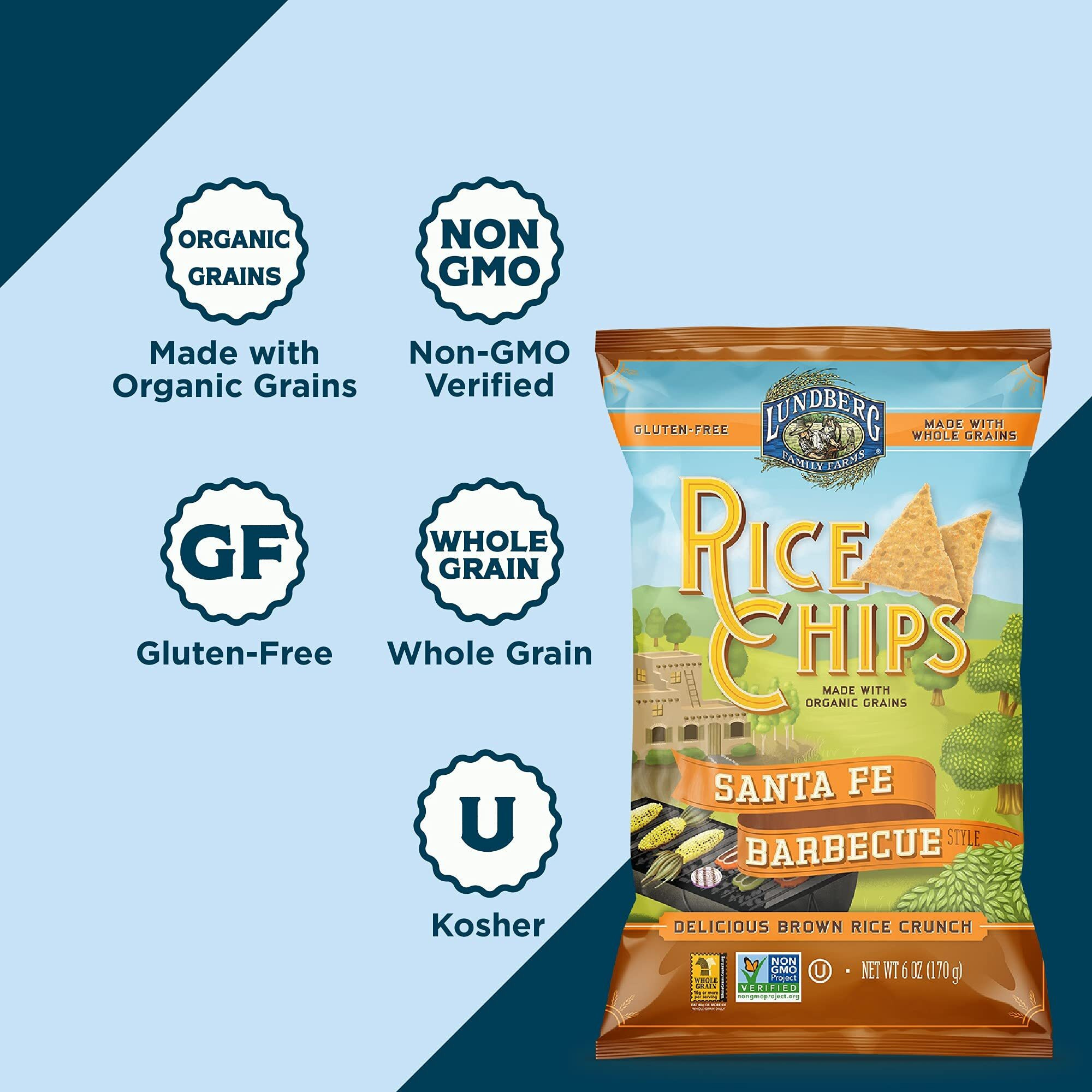 Lundberg Rice Chips Santa Fe Barbecue, 6 Oz, Packaging May Vary