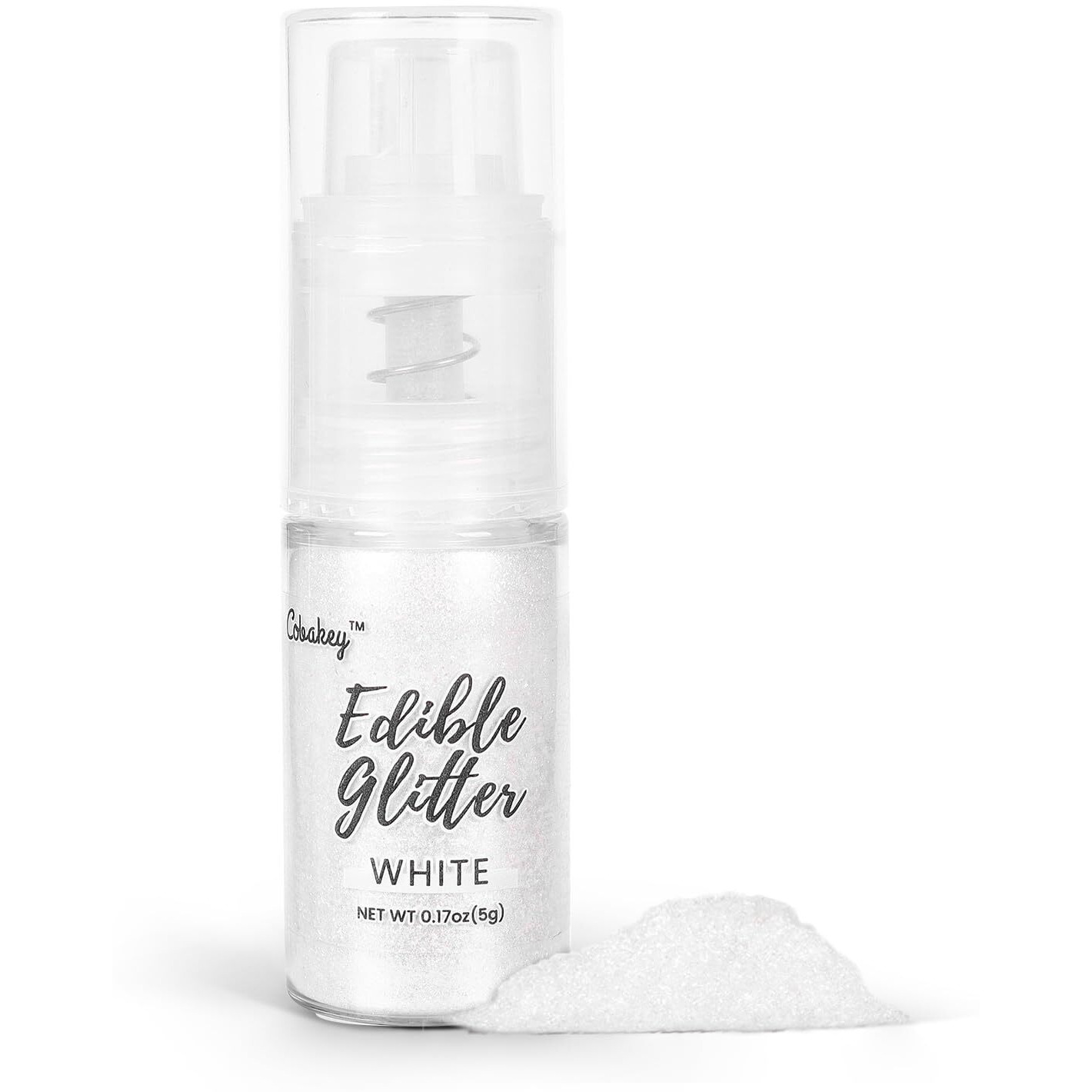 Shimmer White Edible Glitter Spray, 5G Edible Glitter For Cocktails, Cobakey Luster Dust Edible For Cake Decorating, Drinks, Baking, Chocolate, Strawberrie