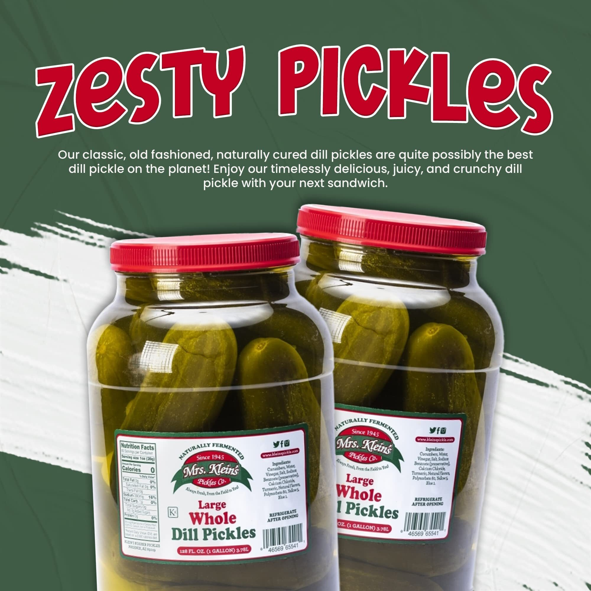 Large Whole Kosher Dill Pickles  1 Gallon  128 Oz  Big Pickles In Pickle Juice Brine  The Perfect Sandwich Pickle