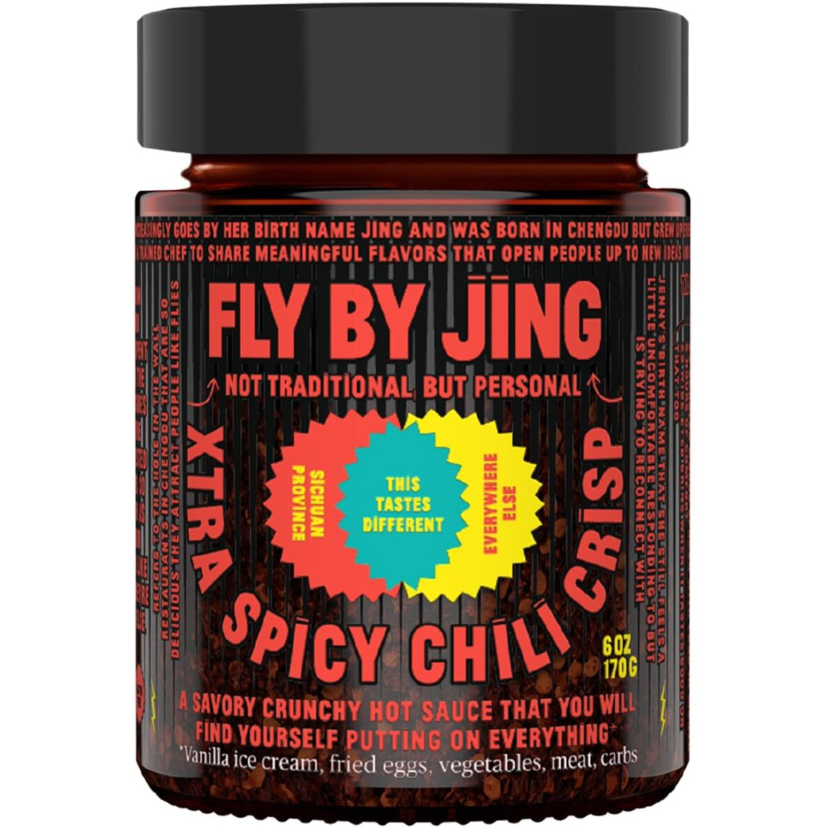 Flybyjing Xtra Spicy Chili Crisp, Hot Savory Tingly Crunchy Chili Oil Sauce W Sichuan Pepper, Good On Everything Hot Sauce, All-Natural And Vegan, Made With Extra Hot Chilis, 6Oz (Pack Of 1)