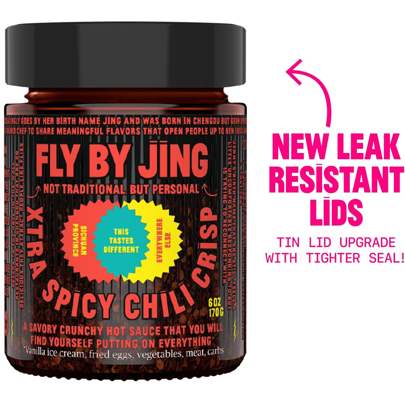Flybyjing Xtra Spicy Chili Crisp, Hot Savory Tingly Crunchy Chili Oil Sauce W Sichuan Pepper, Good On Everything Hot Sauce, All-Natural And Vegan, Made With Extra Hot Chilis, 6Oz (Pack Of 1)