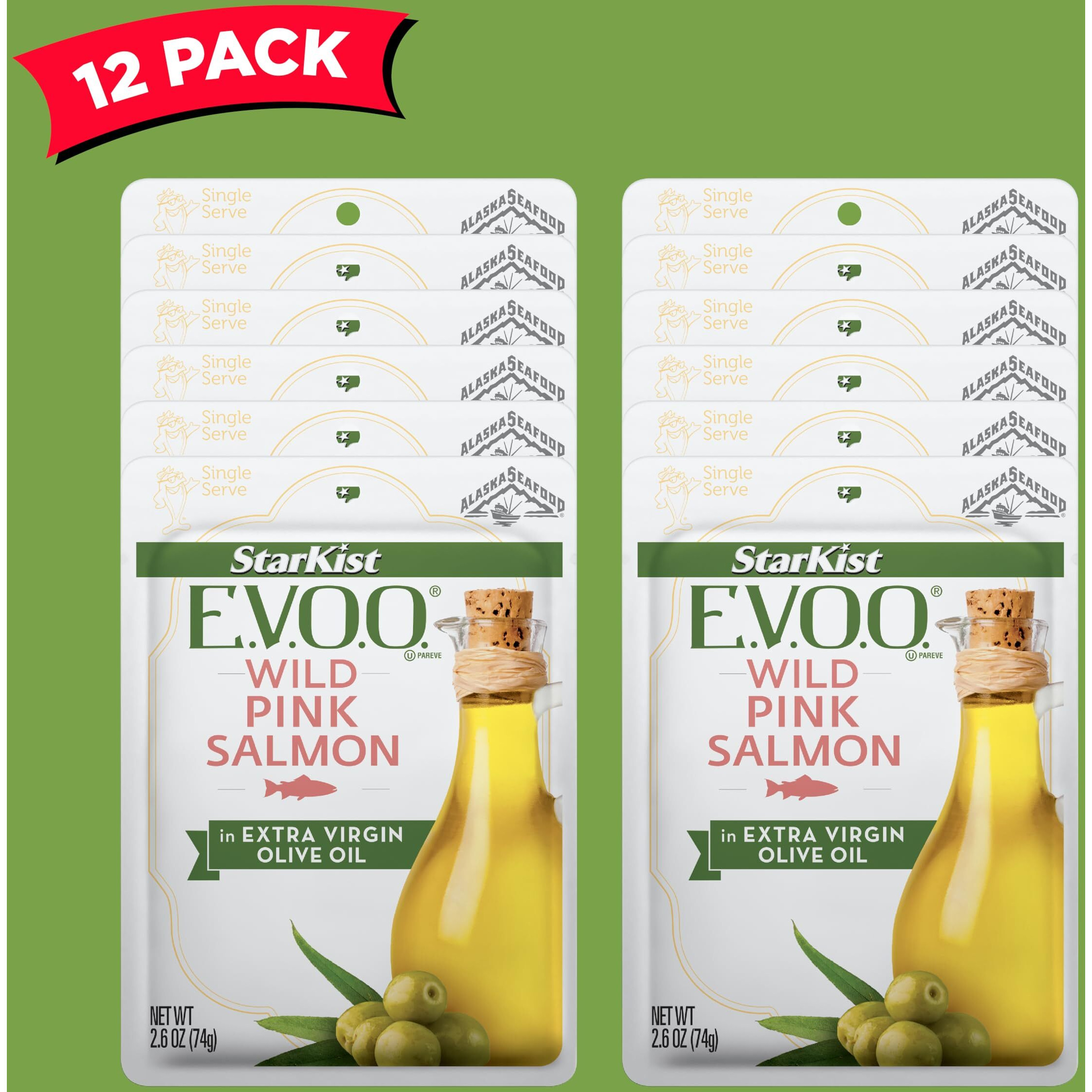 Starkist E.V.O.O. Wild-Caught Pink Salmon, 2.6 Oz, Pack Of 12