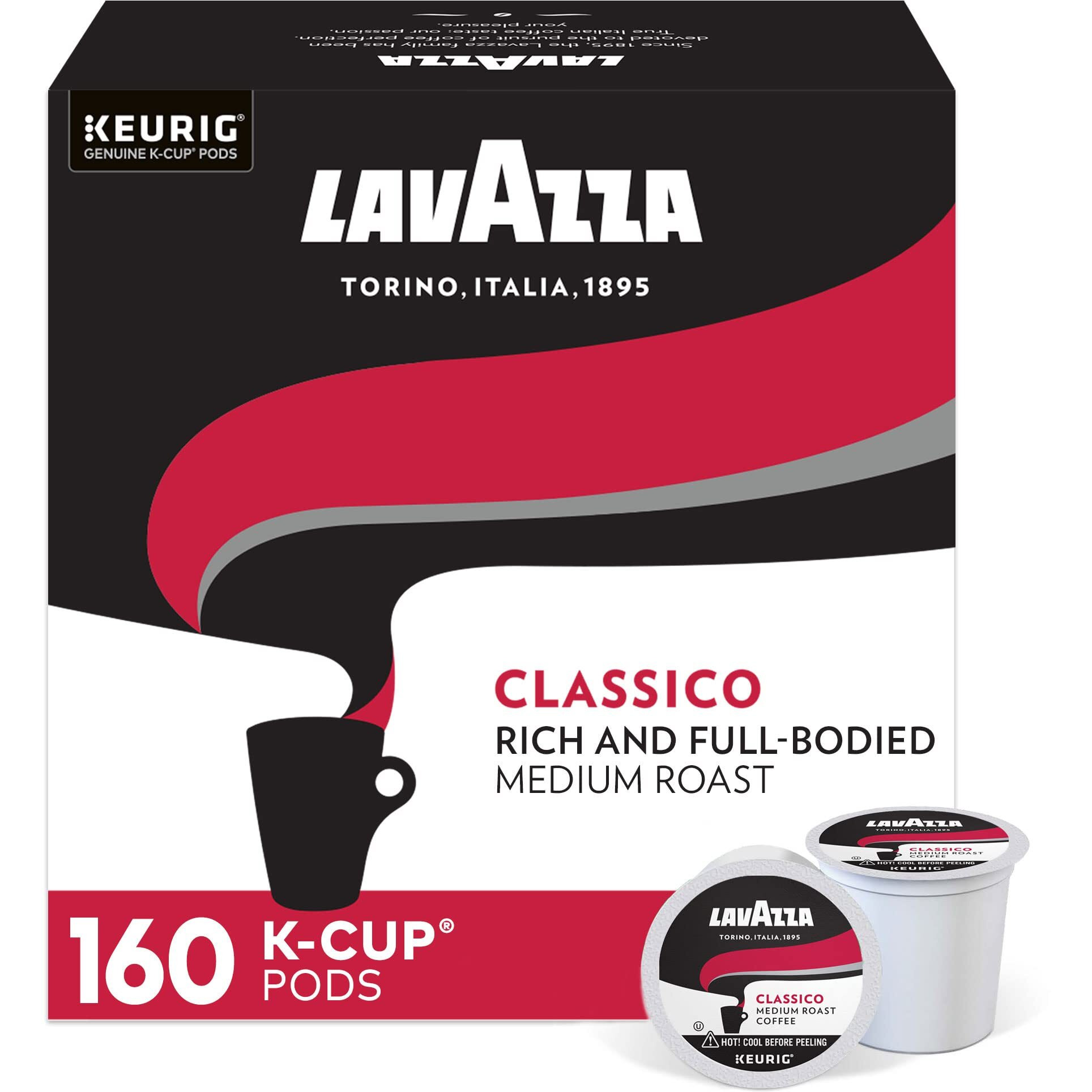 Lavazza Singleserve Coffee Kcups For Keurig Brewer, Classico, 160 Count, (Pack Of 4)
