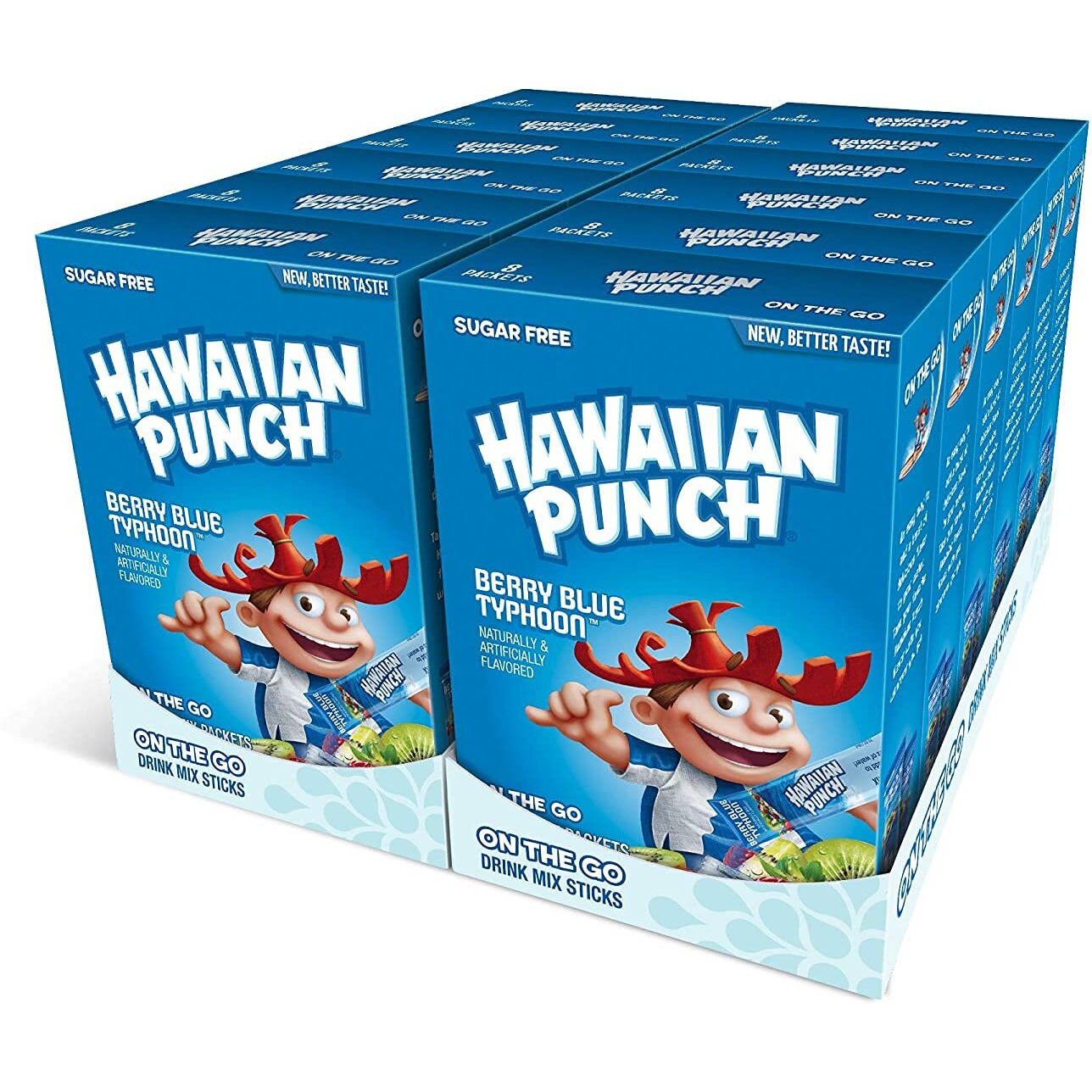 Hawaiian Punch Powder Drink Mix - Sugar Free & Delicious, Excellent Source Of Vitamin C (Berry Blue Typhoon, 96 Sticks)