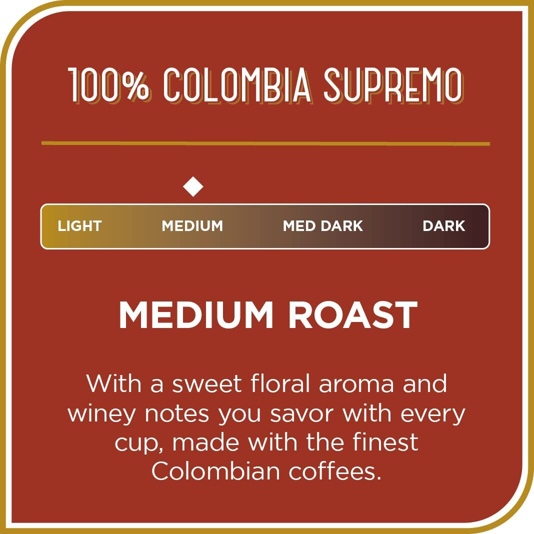 Don Francisco's 100% Colombia Supremo Medium Roast Whole Bean Coffee (20 Oz Bag)