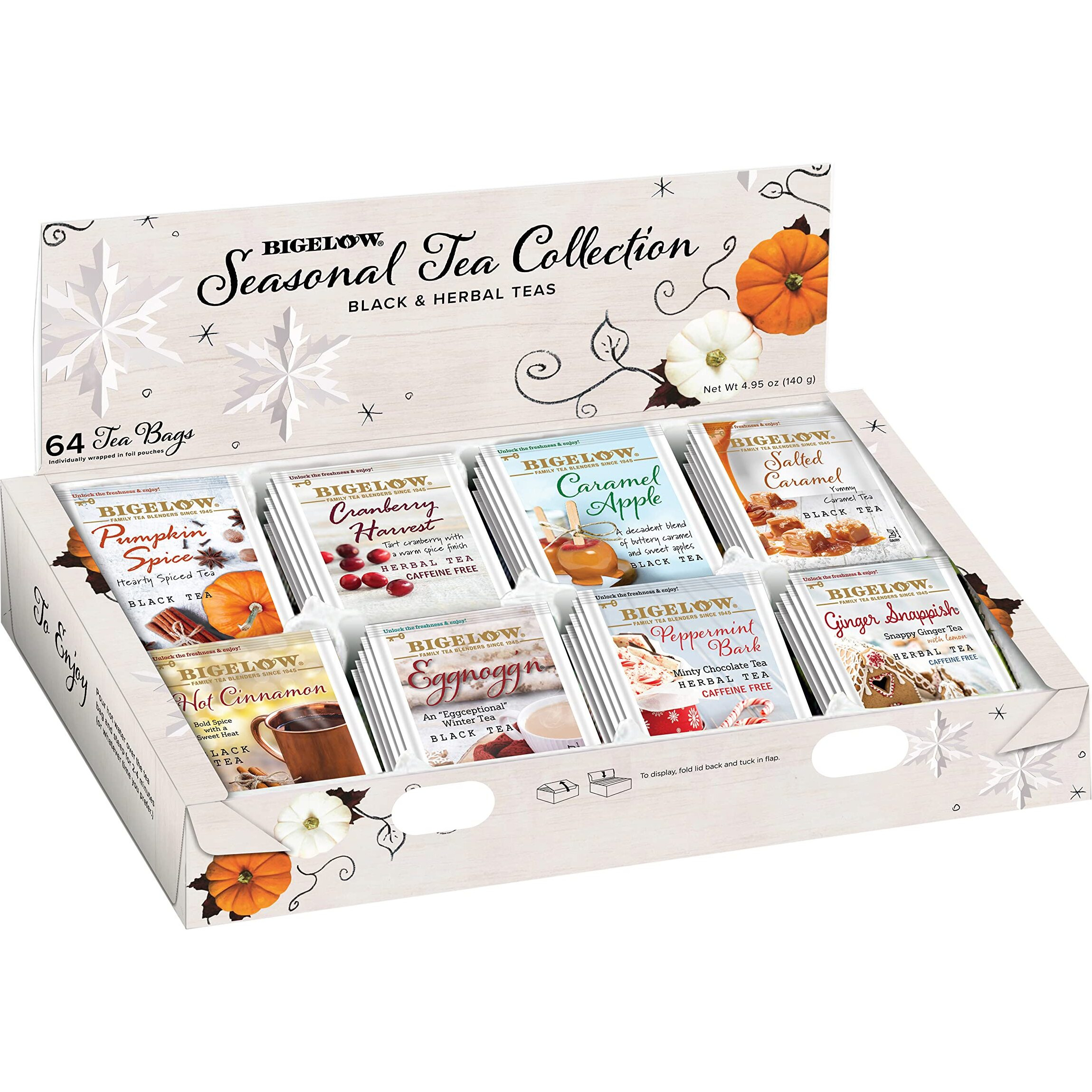 Bigelow Tea Seasonal Collection, Variety Gift Box Sampler, 64 Tea Bags, (Pack Of 1)