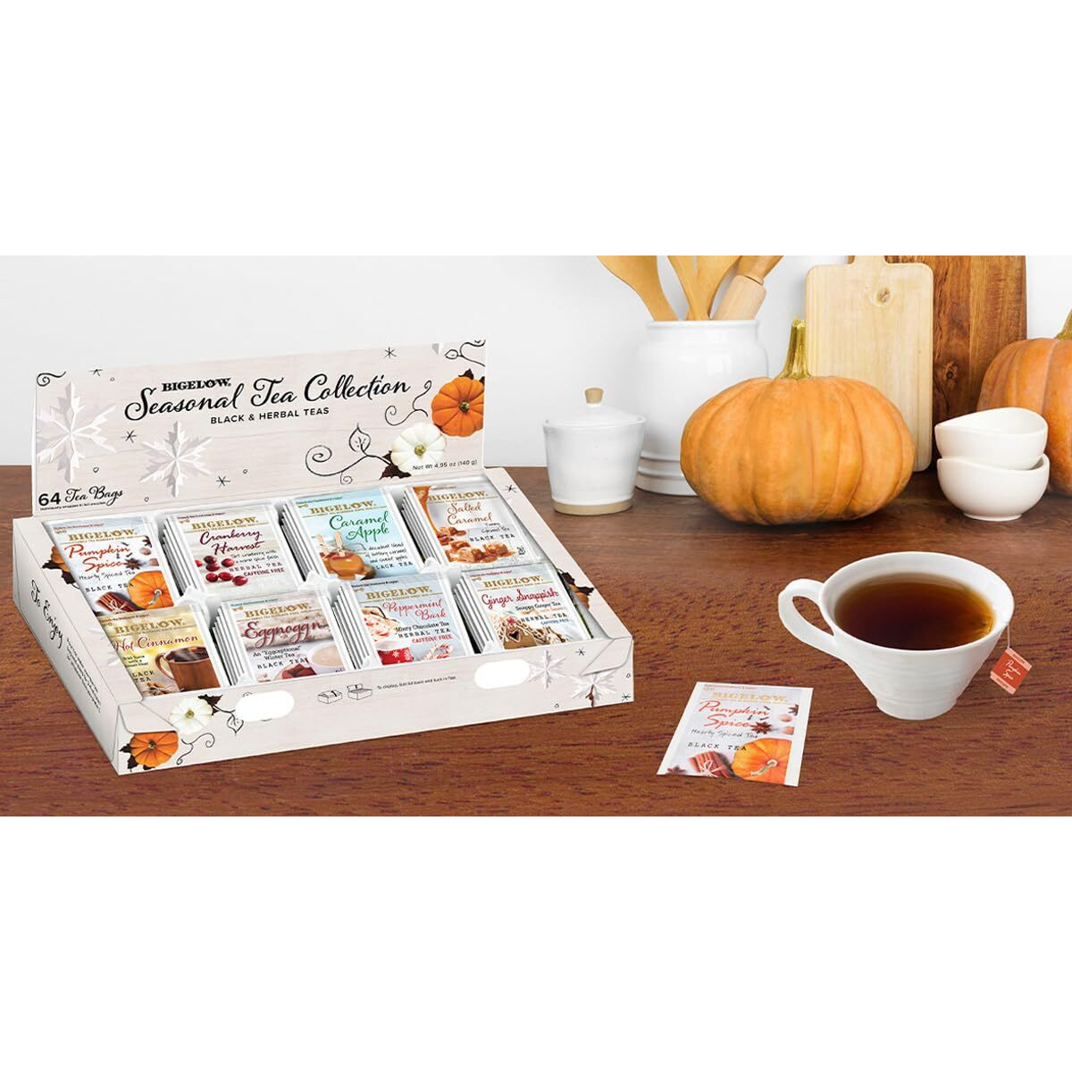 Bigelow Tea Seasonal Collection, Variety Gift Box Sampler, 64 Tea Bags, (Pack Of 1)